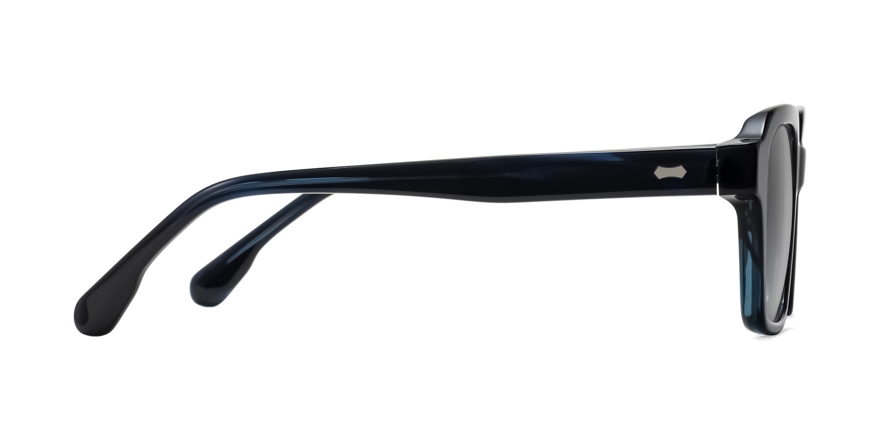 Side of Harper in Dark Blue Striped with Light Gray Tinted Lenses