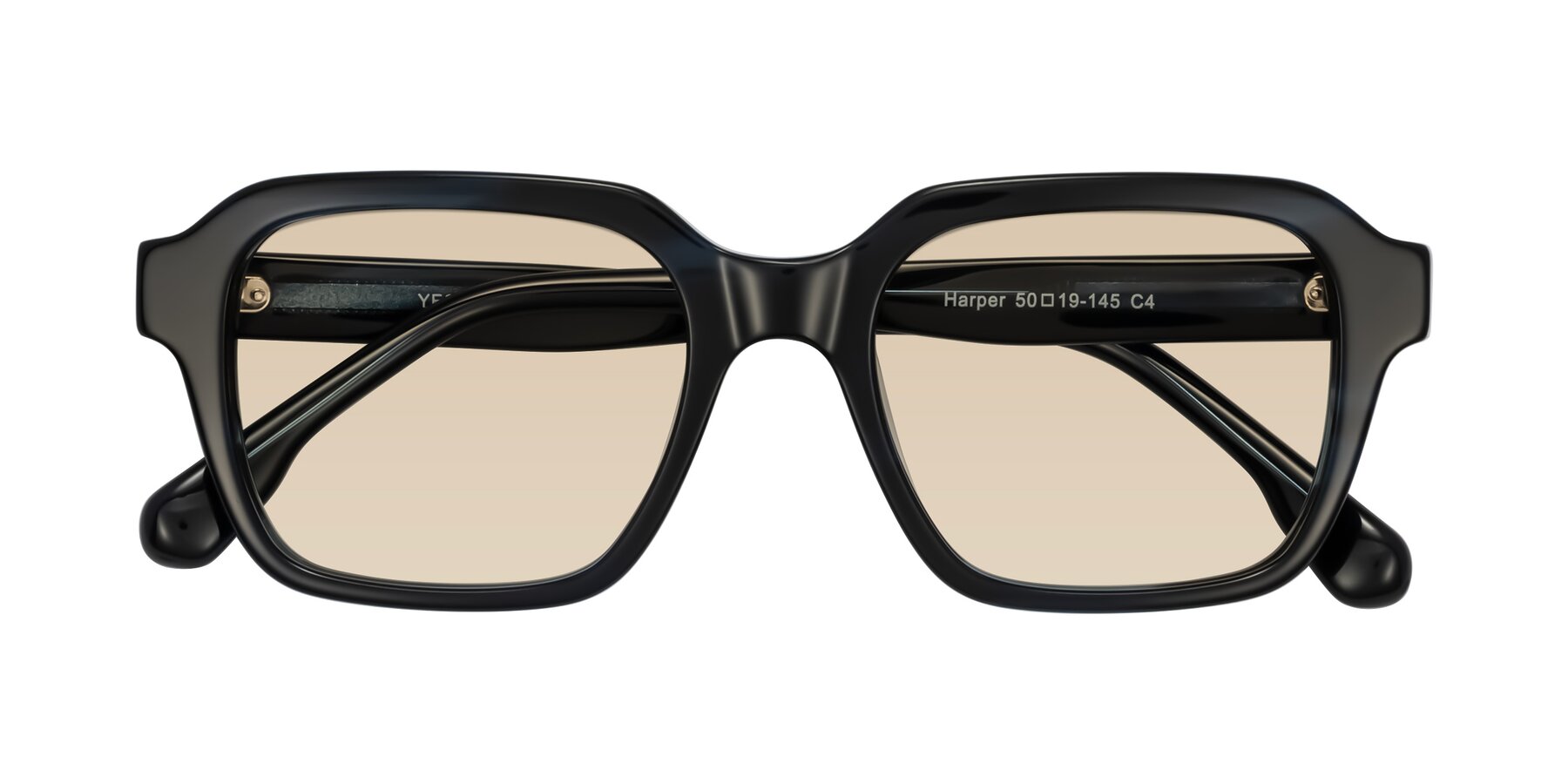 Folded Front of Harper in Dark Blue Striped with Light Brown Tinted Lenses