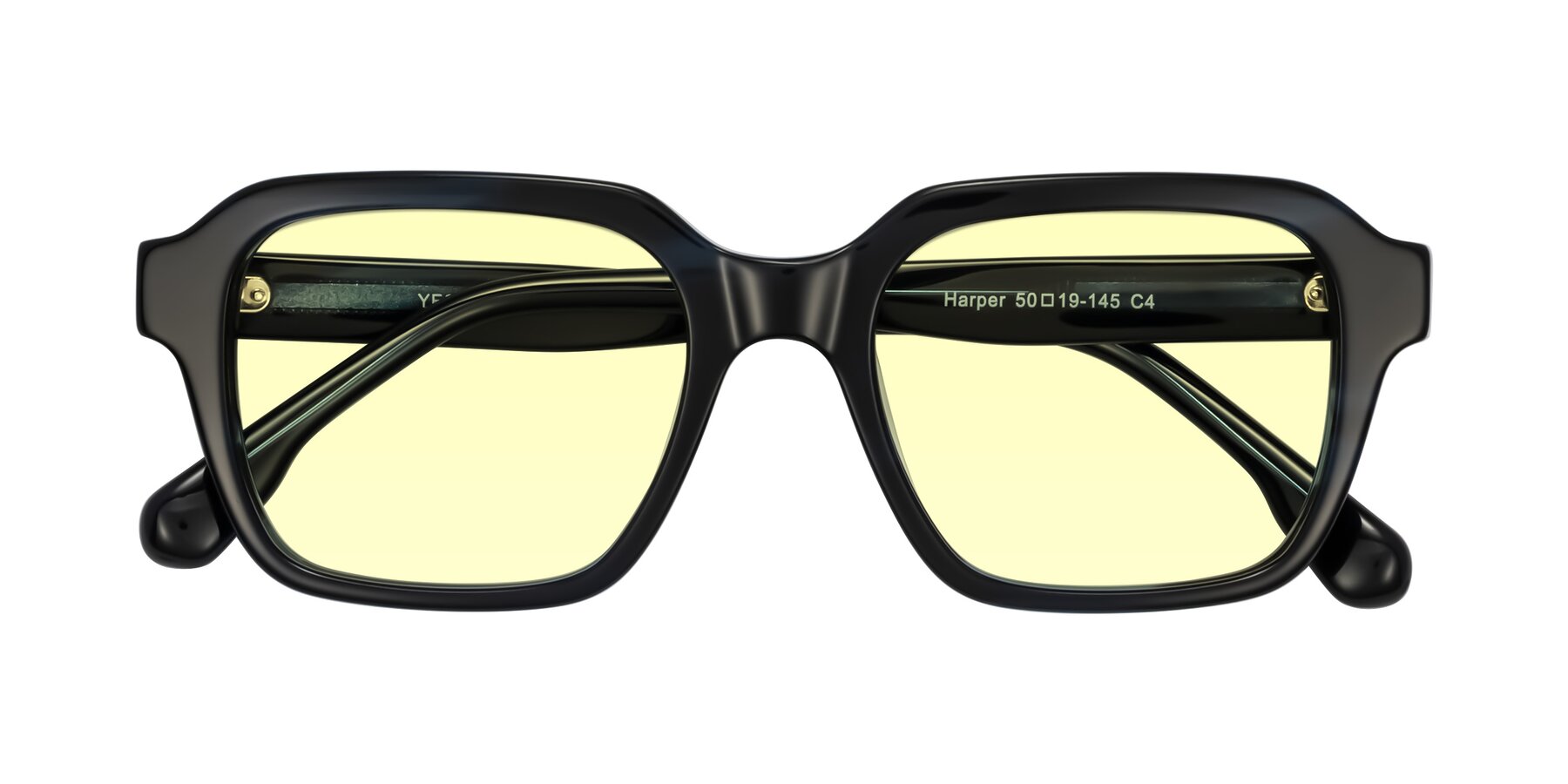Folded Front of Harper in Dark Blue Striped with Light Yellow Tinted Lenses