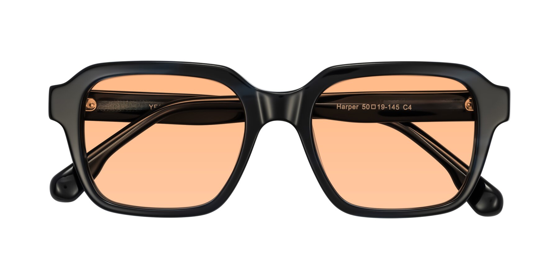Folded Front of Harper in Dark Blue Striped with Light Orange Tinted Lenses