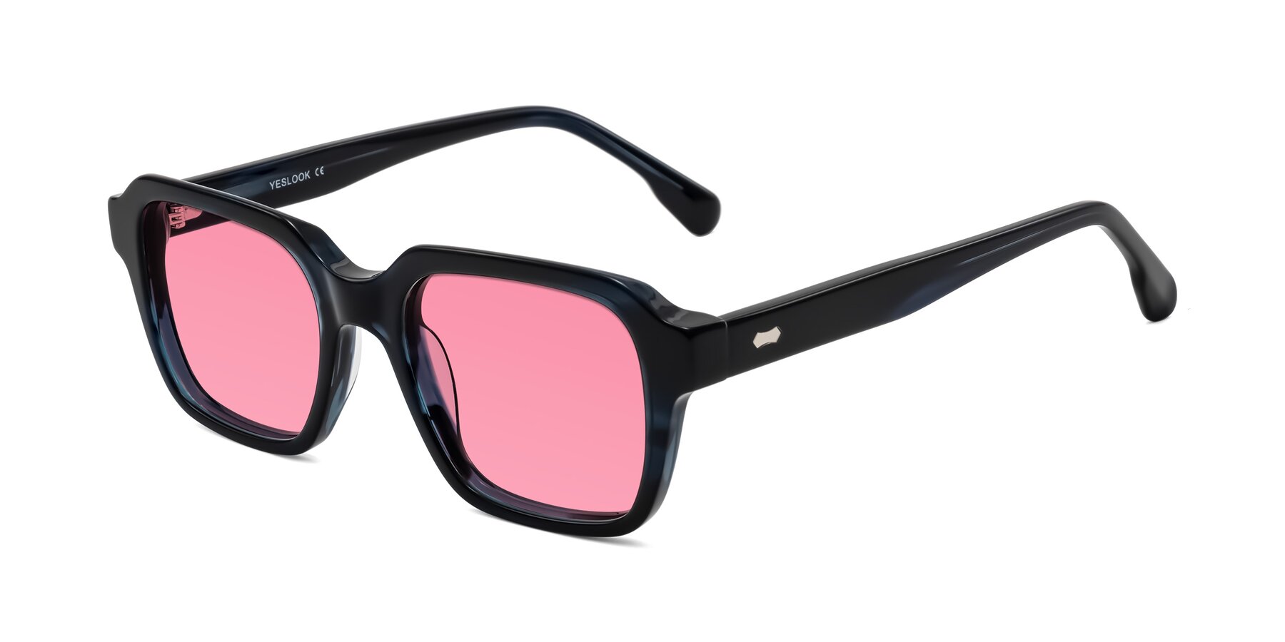 Angle of Harper in Dark Blue Striped with Pink Tinted Lenses
