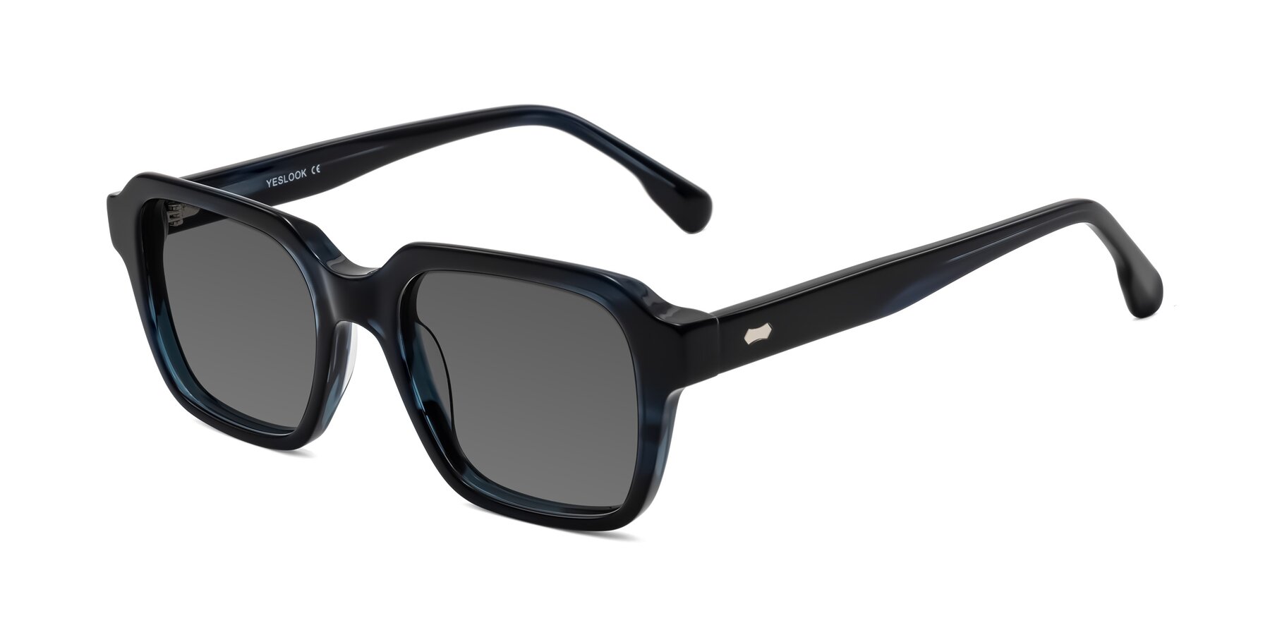 Angle of Harper in Dark Blue Striped with Medium Gray Tinted Lenses