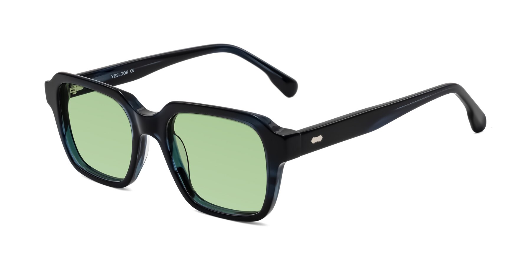 Angle of Harper in Dark Blue Striped with Medium Green Tinted Lenses