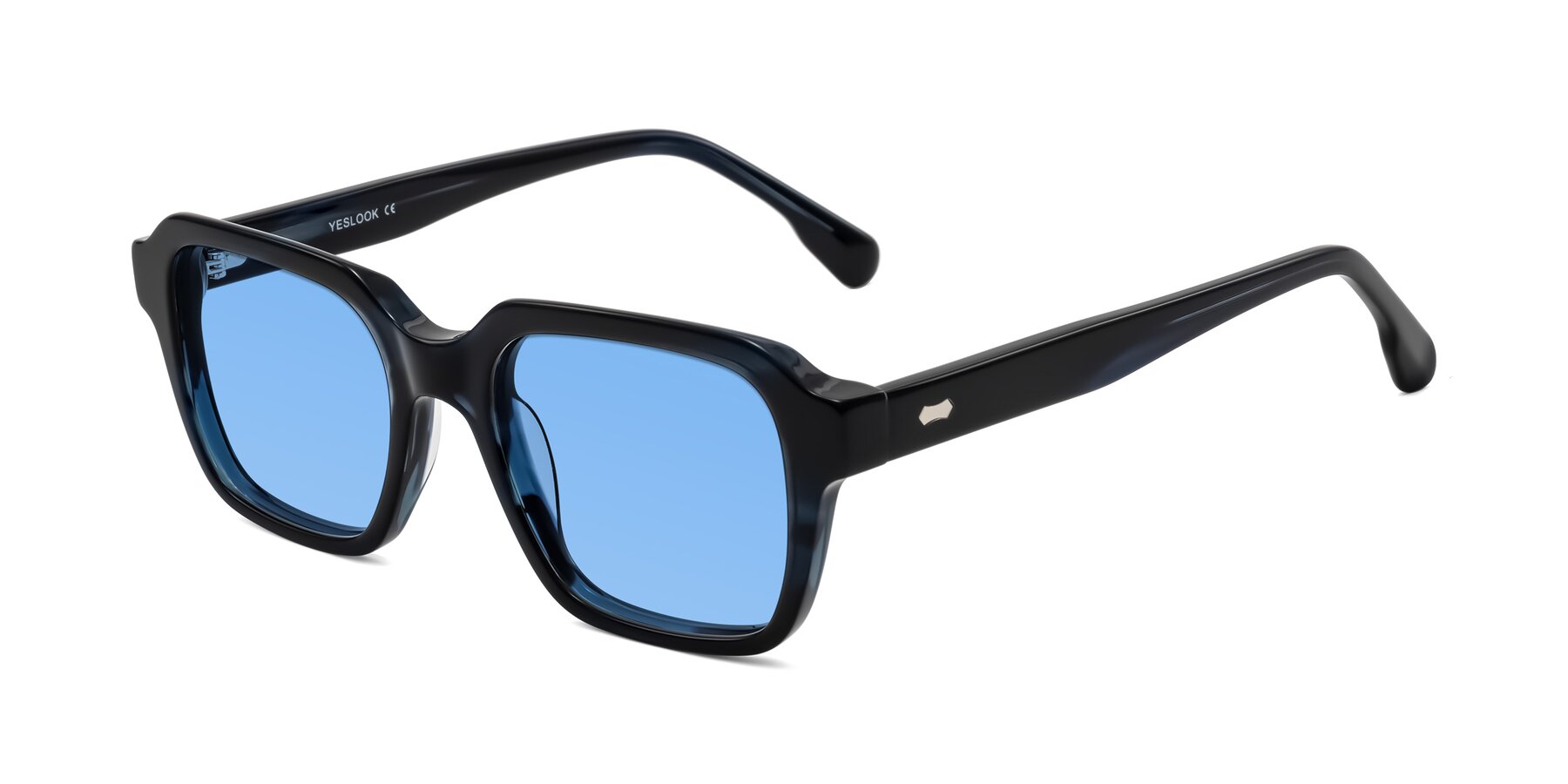 Angle of Harper in Dark Blue Striped with Medium Blue Tinted Lenses