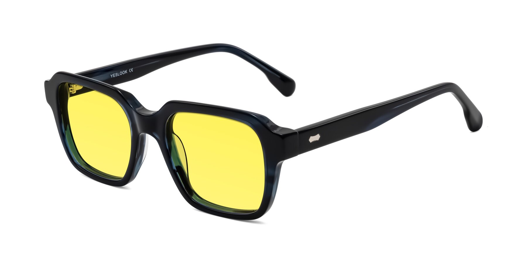 Angle of Harper in Dark Blue Striped with Medium Yellow Tinted Lenses