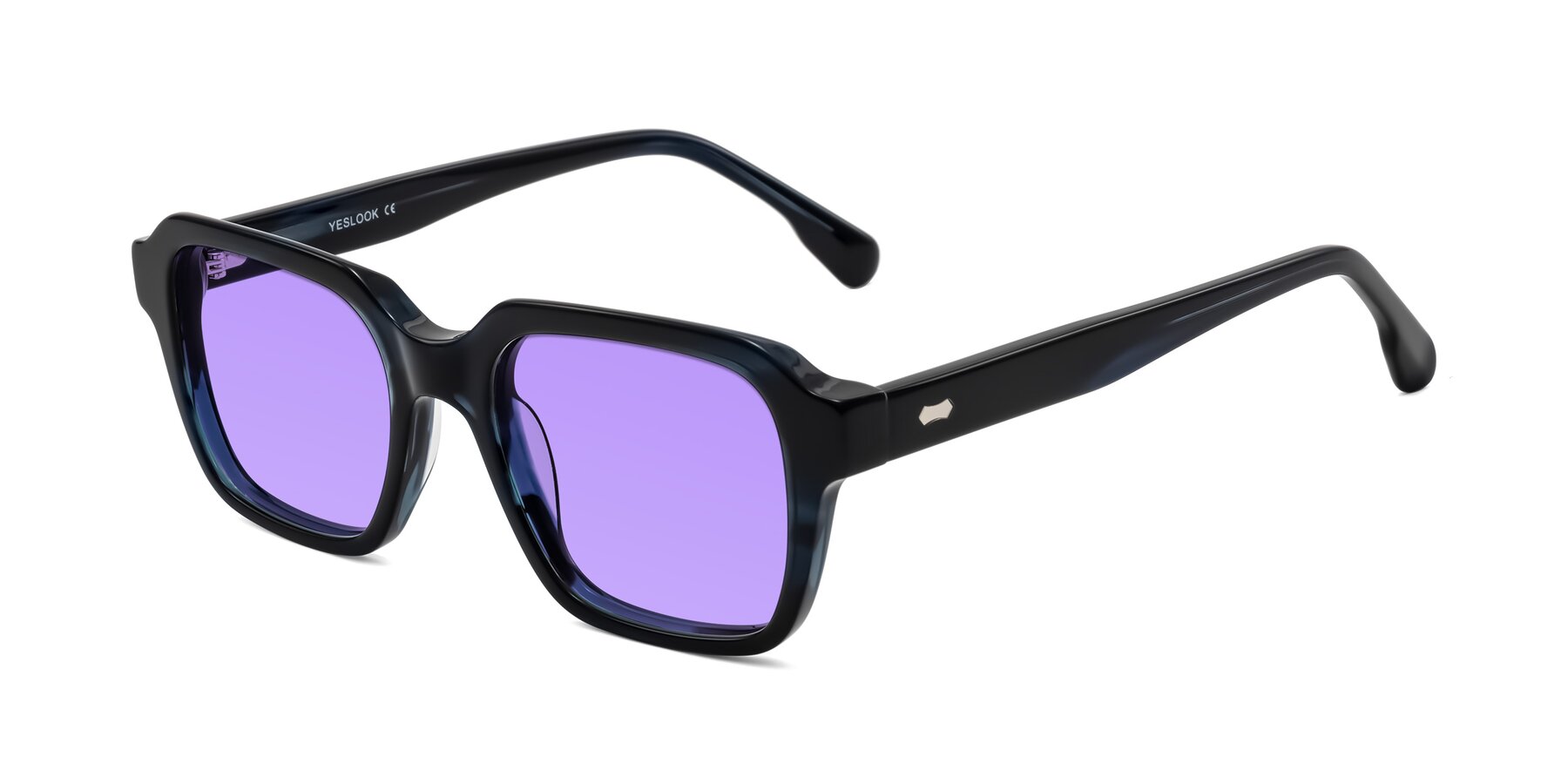 Angle of Harper in Dark Blue Striped with Medium Purple Tinted Lenses