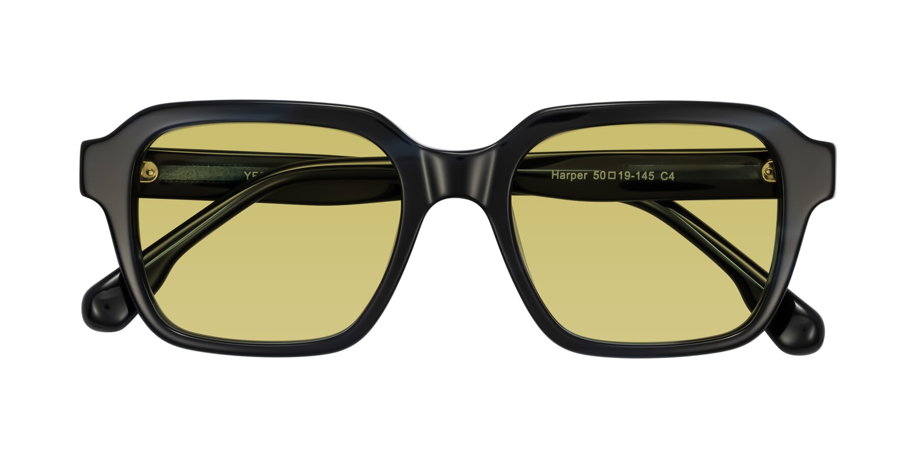 Folded Front of Harper in Dark Blue Striped with Medium Champagne Tinted Lenses