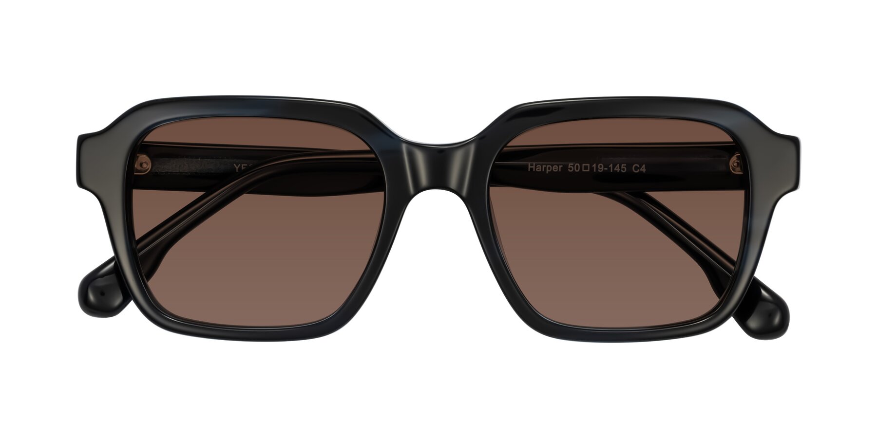 Folded Front of Harper in Dark Blue Striped with Brown Tinted Lenses