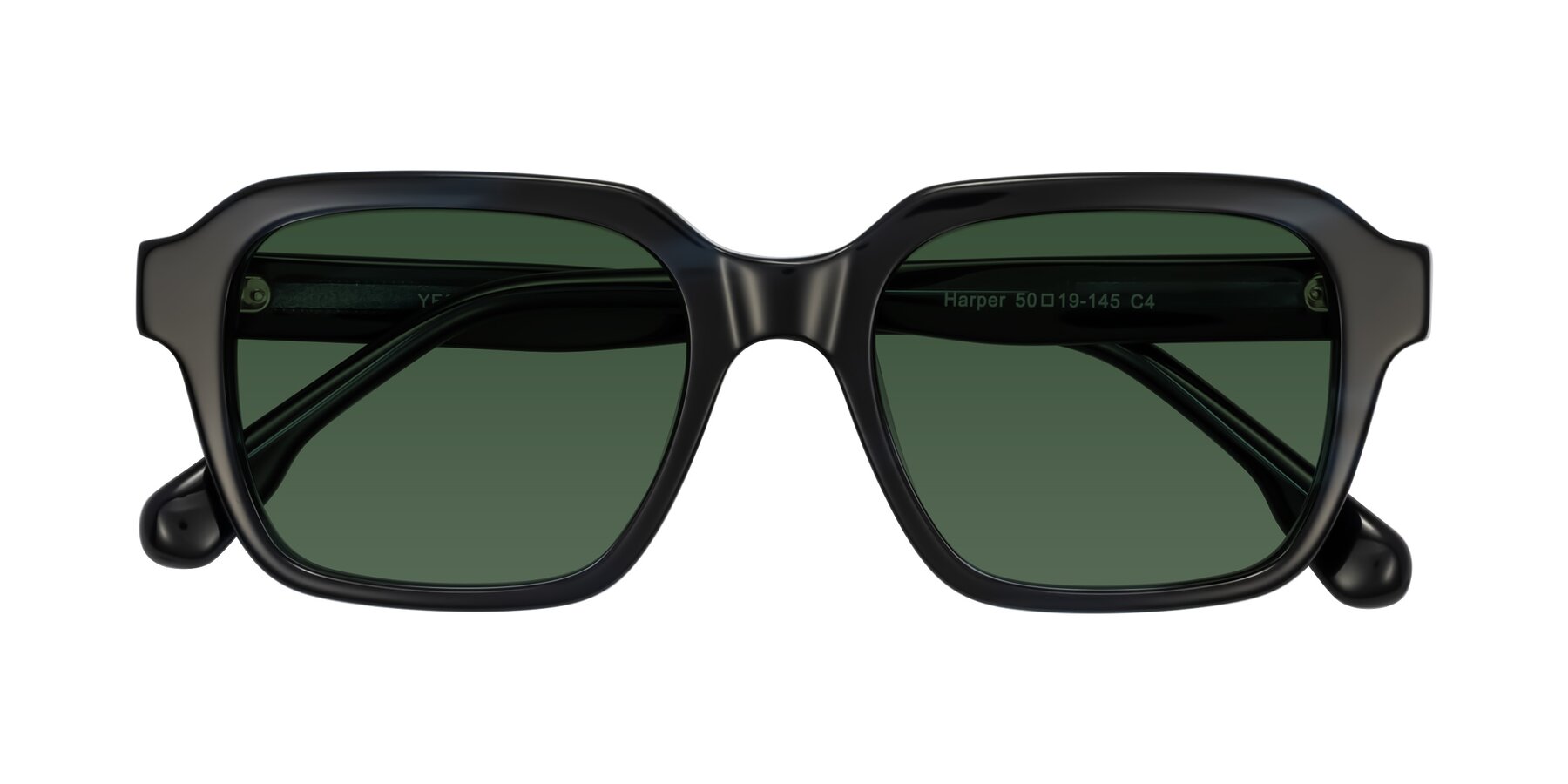 Folded Front of Harper in Dark Blue Striped with Green Tinted Lenses