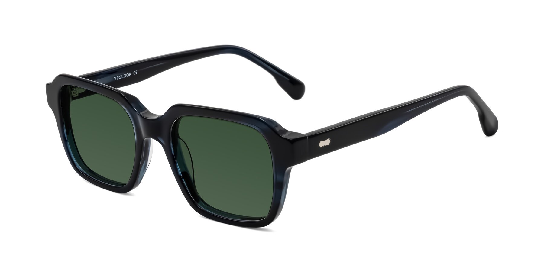 Angle of Harper in Dark Blue Striped with Green Tinted Lenses