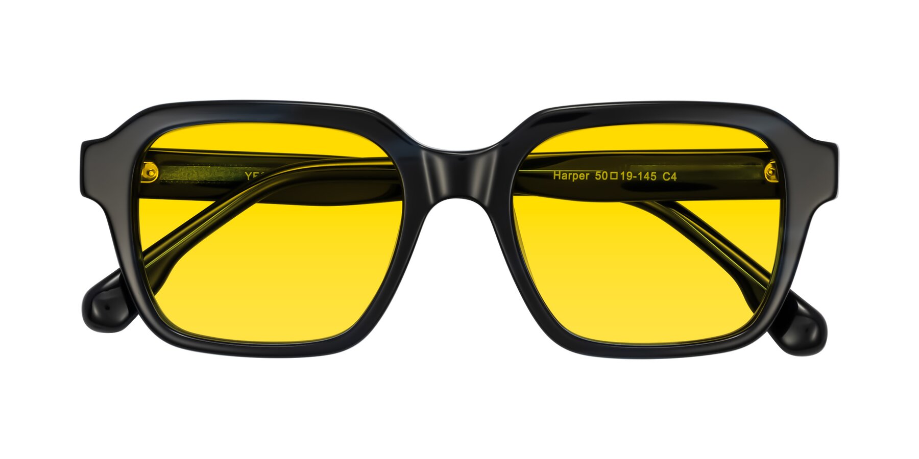 Folded Front of Harper in Dark Blue Striped with Yellow Tinted Lenses