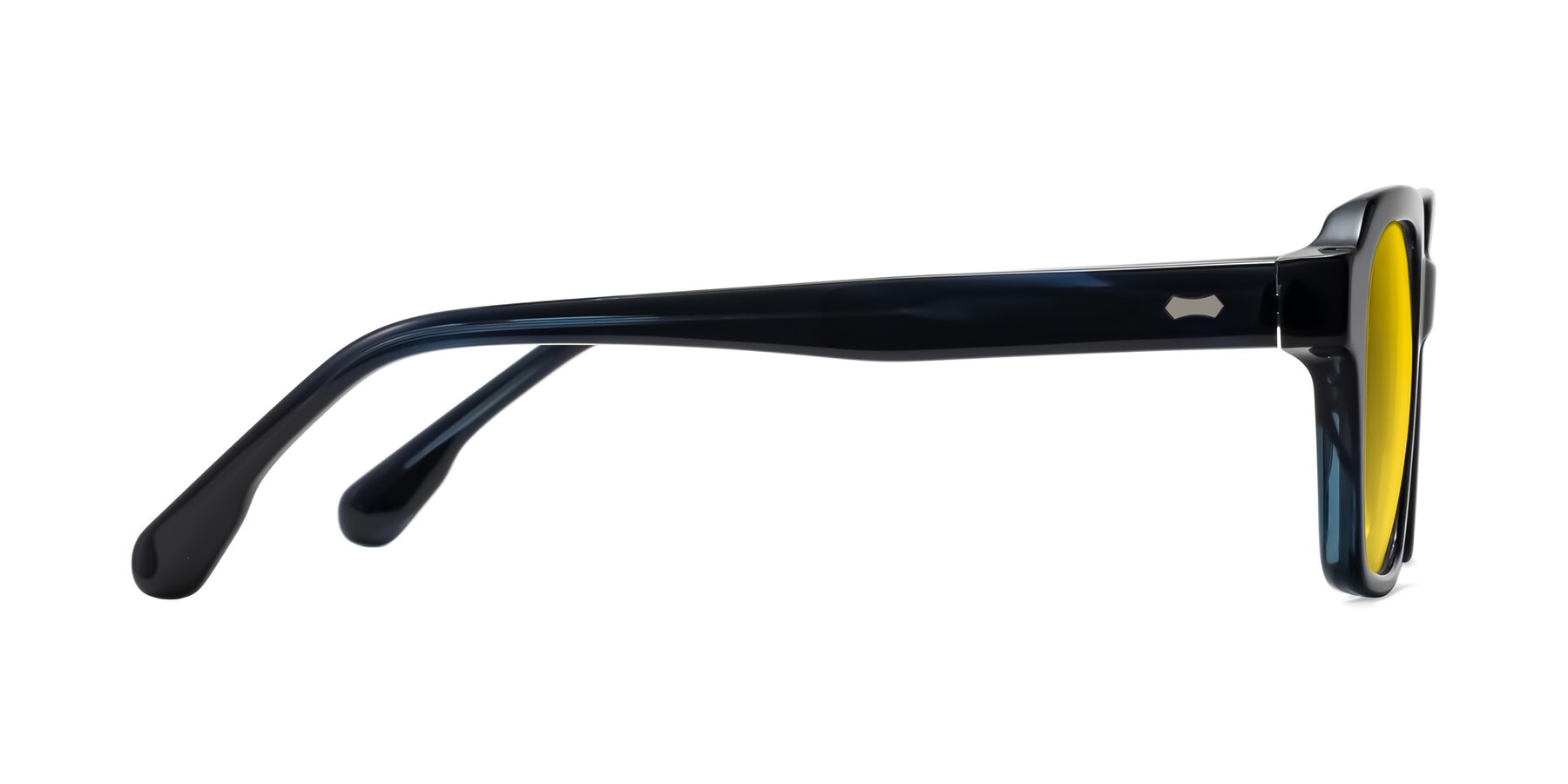 Side of Harper in Dark Blue Striped with Yellow Tinted Lenses