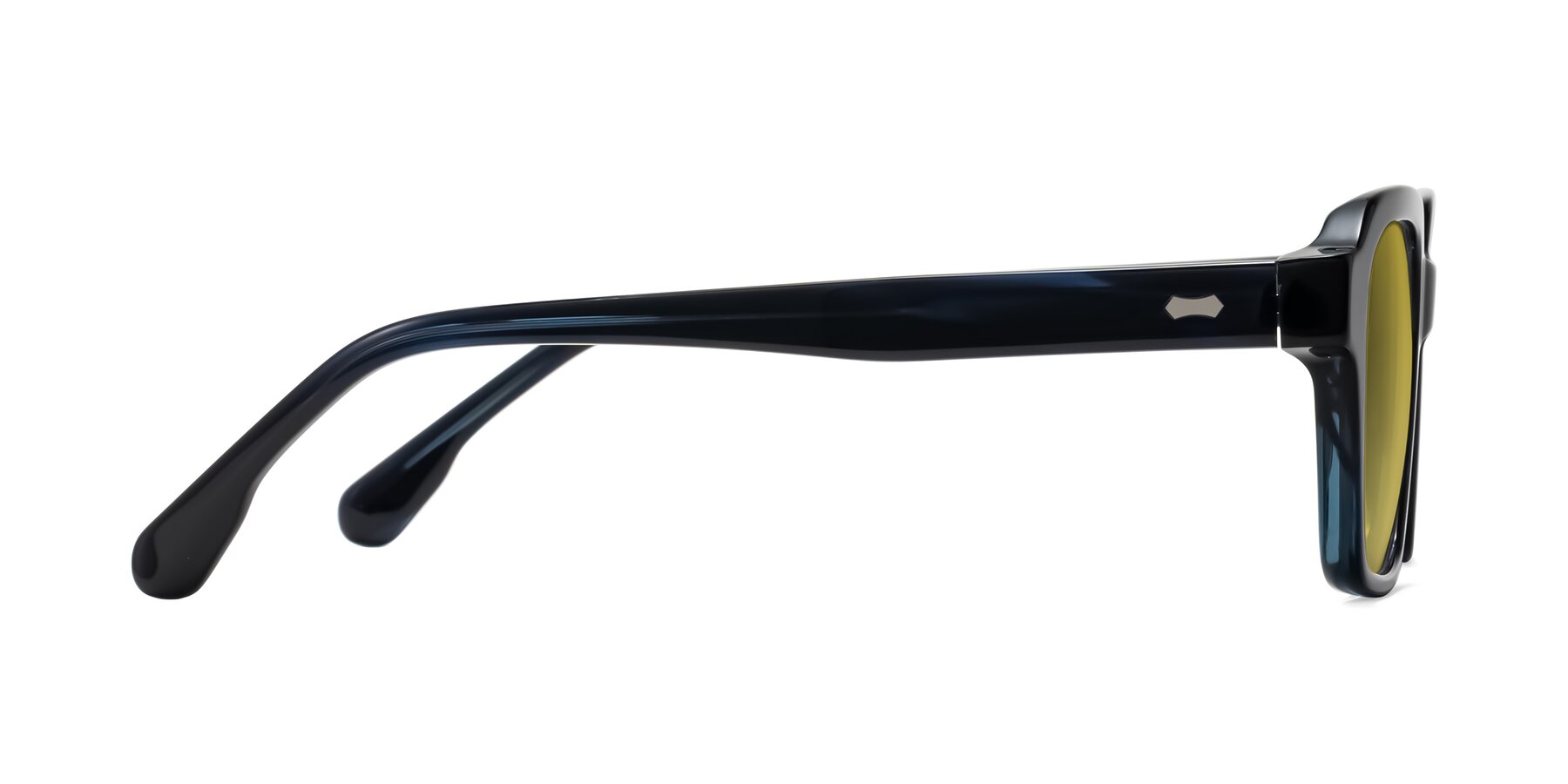 Side of Harper in Dark Blue Striped with Champagne Tinted Lenses