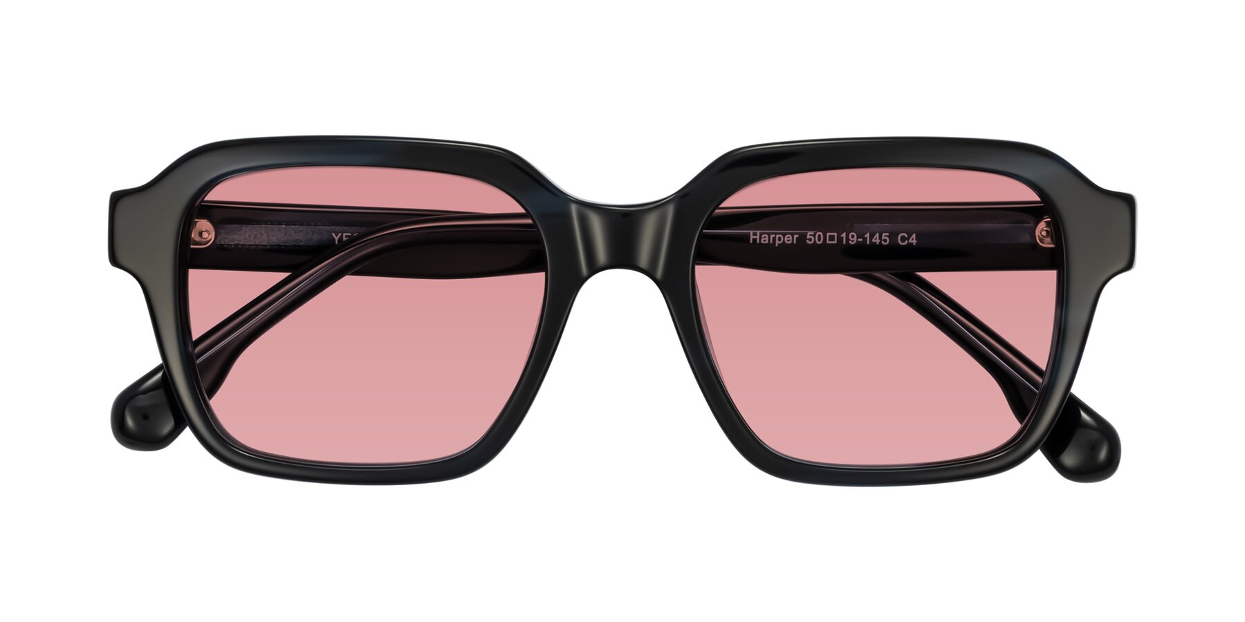 Folded Front of Harper in Dark Blue Striped with Medium Garnet Tinted Lenses