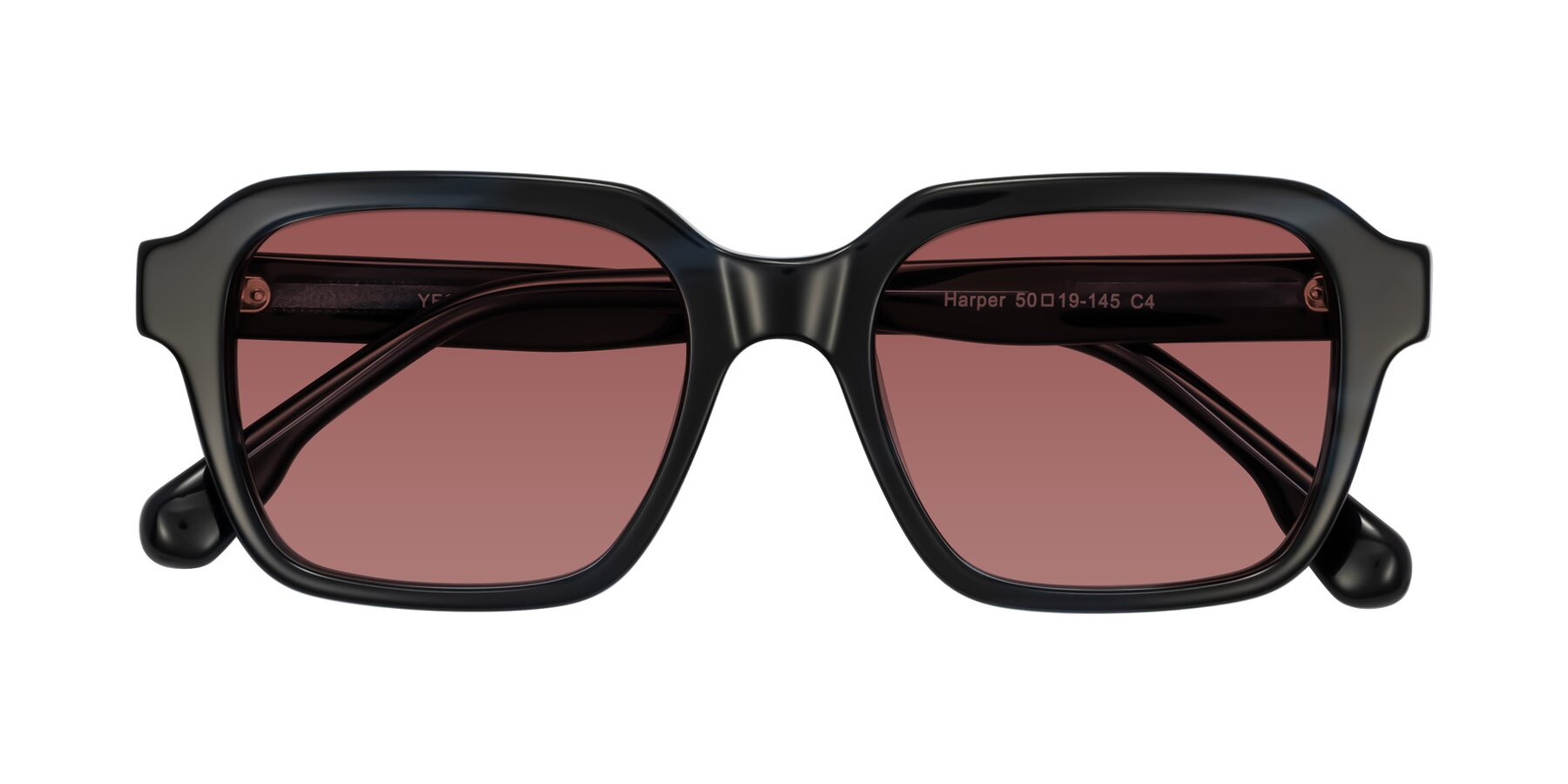Folded Front of Harper in Dark Blue Striped with Garnet Tinted Lenses