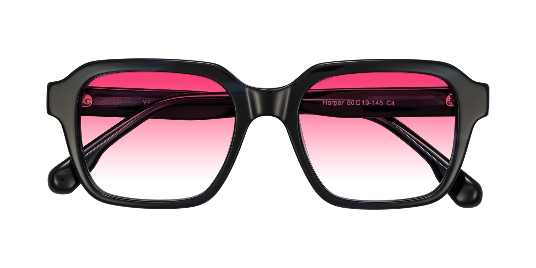 Folded Front of Harper in Dark Blue Striped with Pink Gradient Lenses