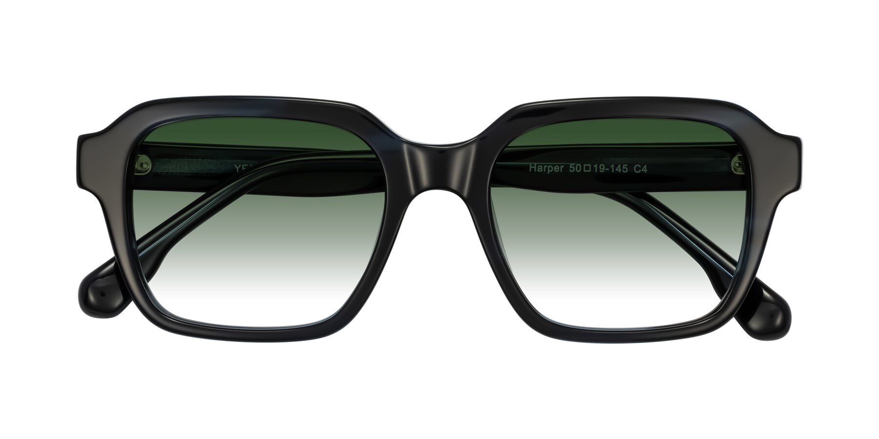 Folded Front of Harper in Dark Blue Striped with Green Gradient Lenses