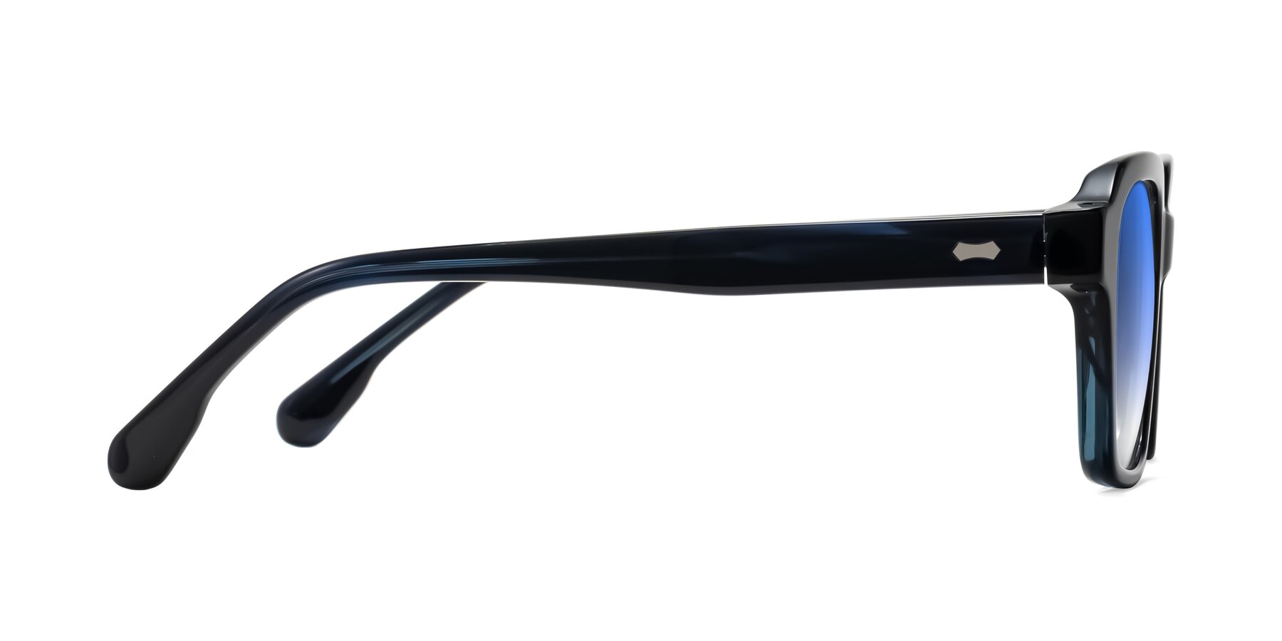 Side of Harper in Dark Blue Striped with Blue Gradient Lenses