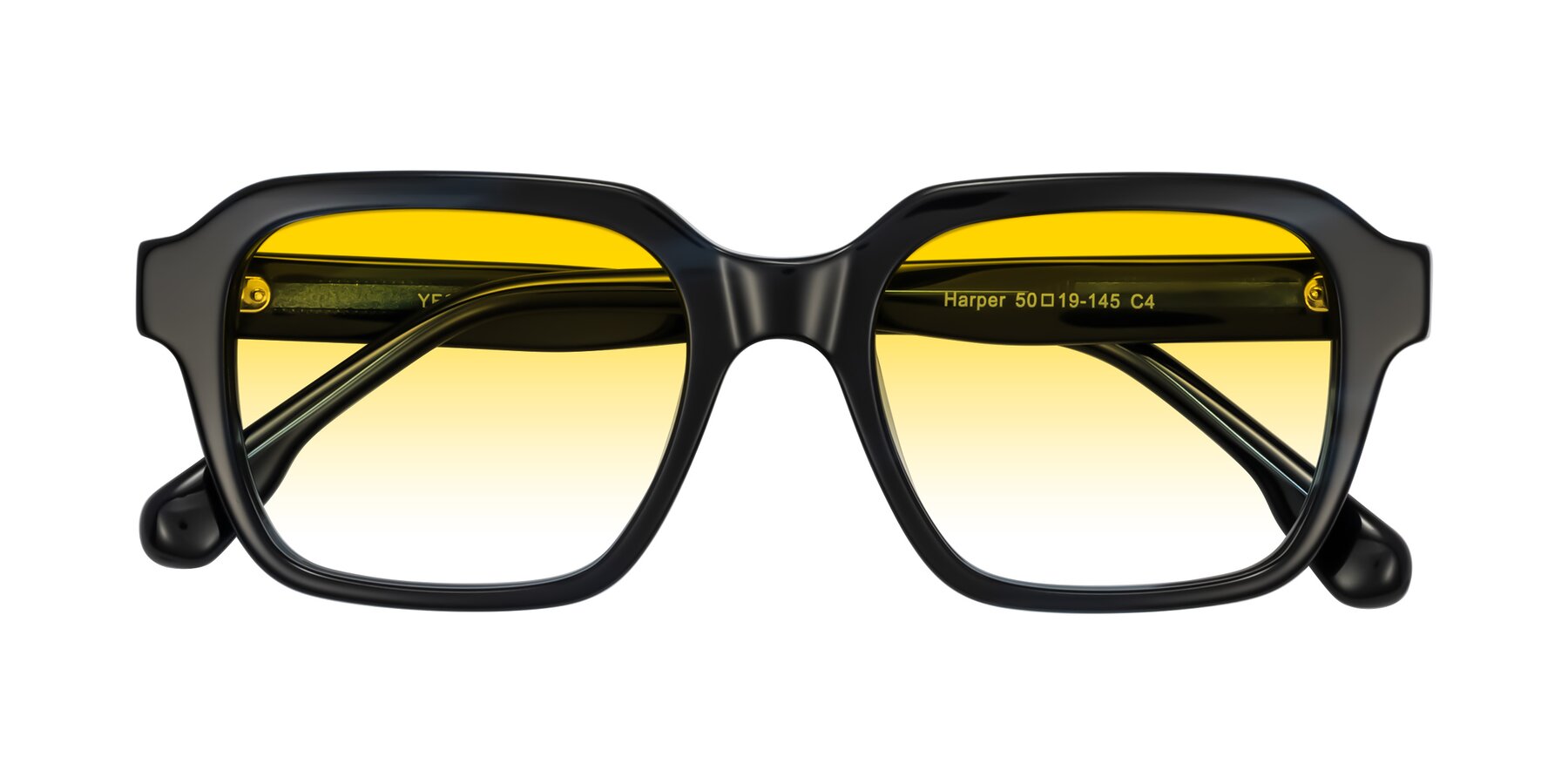 Folded Front of Harper in Dark Blue Striped with Yellow Gradient Lenses