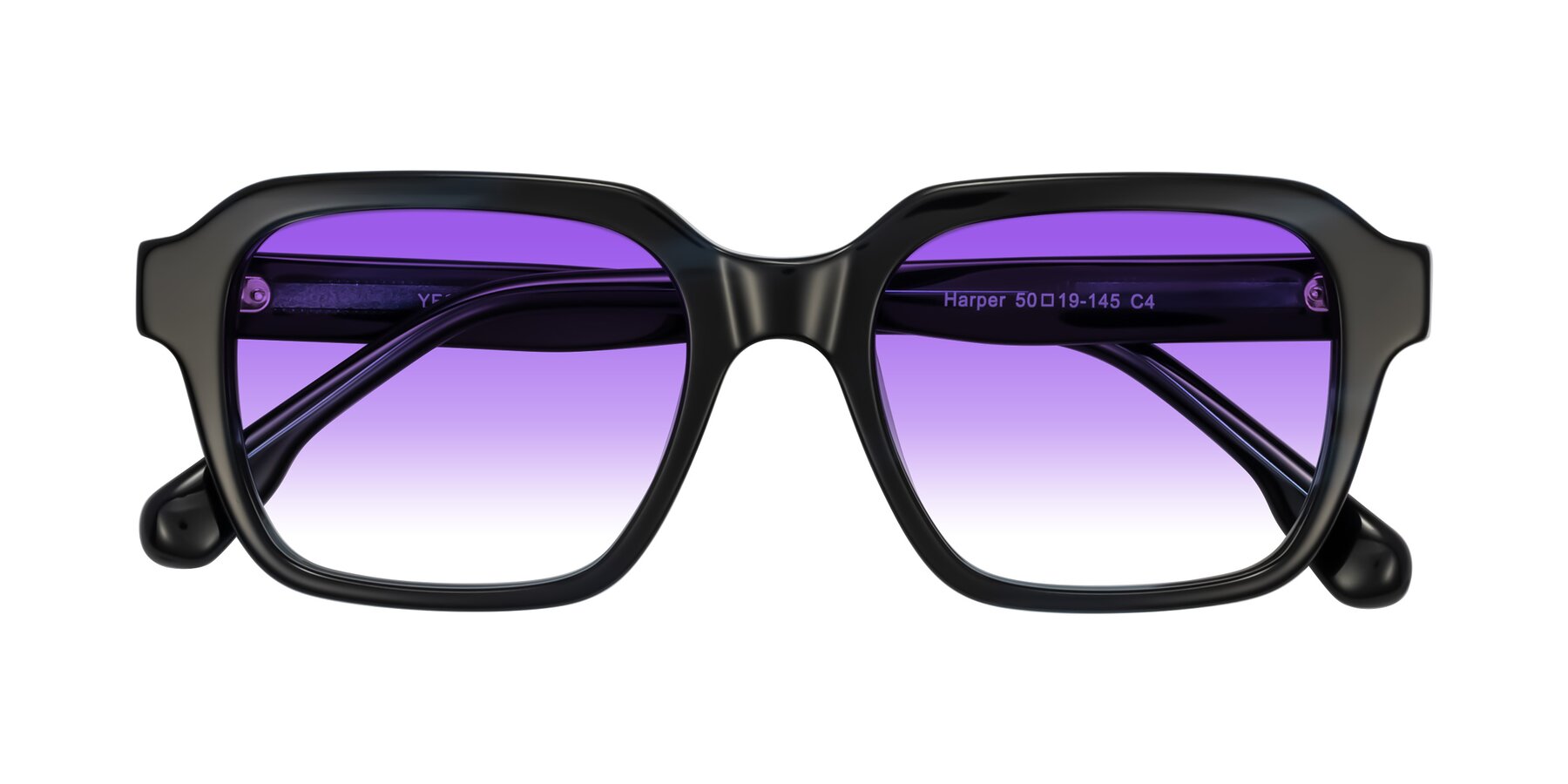 Folded Front of Harper in Dark Blue Striped with Purple Gradient Lenses