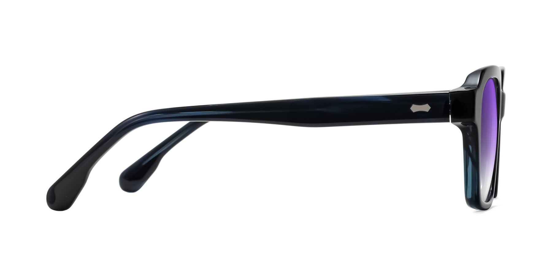 Side of Harper in Dark Blue Striped with Purple Gradient Lenses