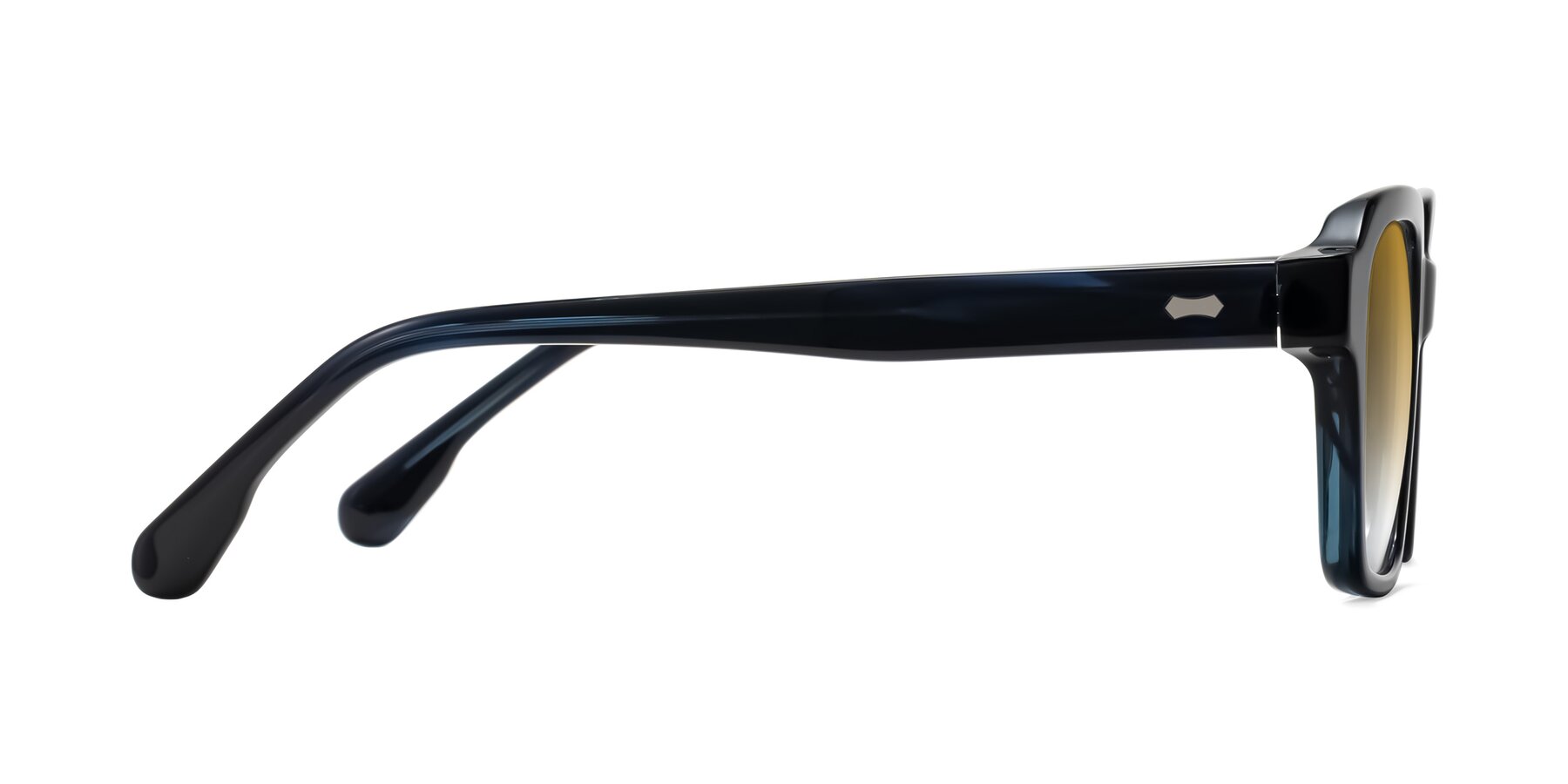 Side of Harper in Dark Blue Striped with Champagne Gradient Lenses