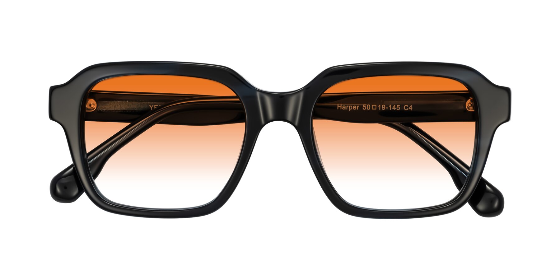 Folded Front of Harper in Dark Blue Striped with Orange Gradient Lenses