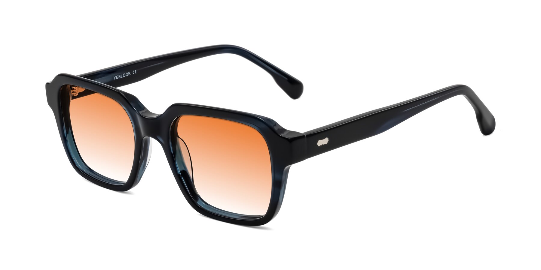 Angle of Harper in Dark Blue Striped with Orange Gradient Lenses