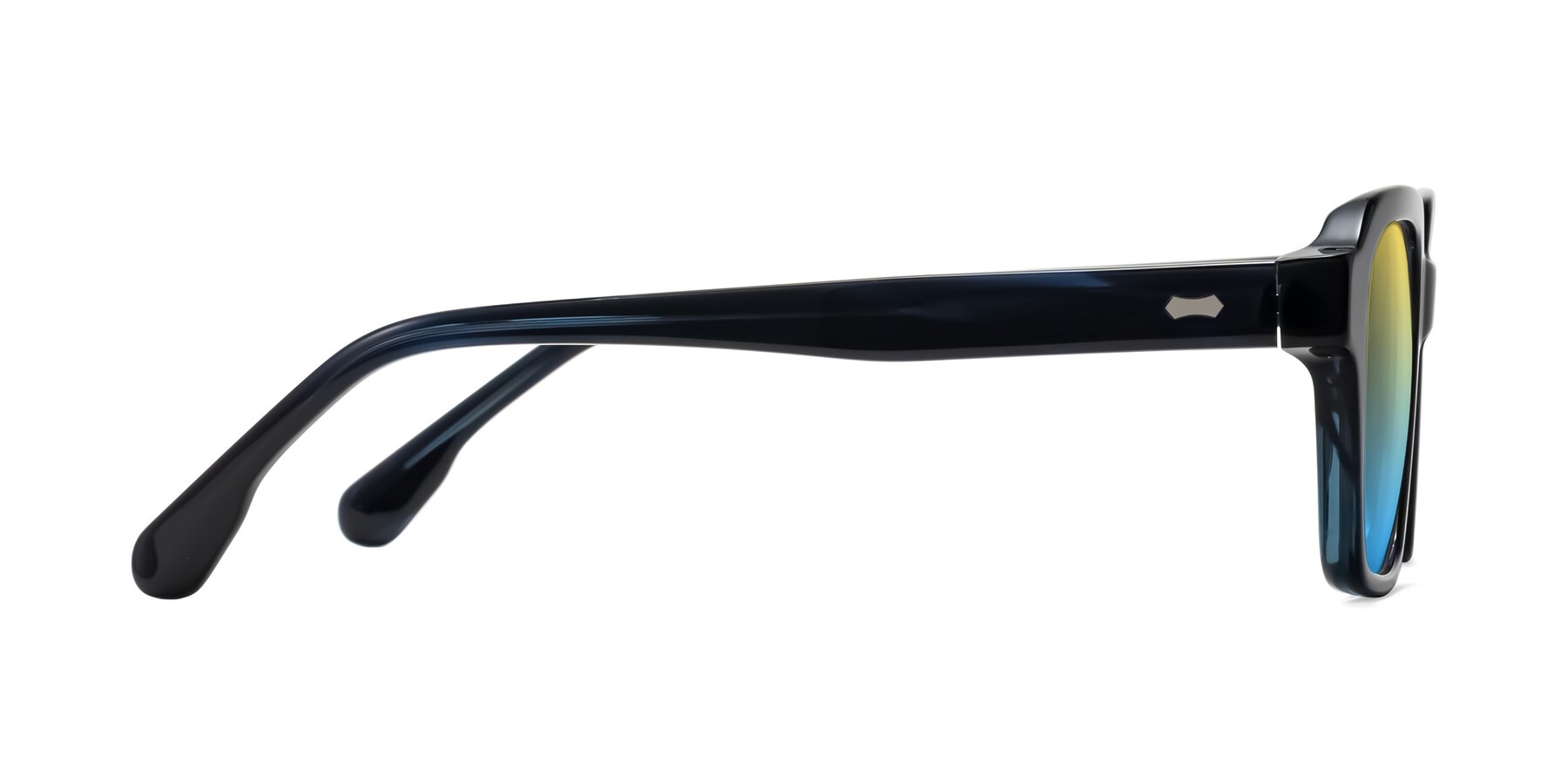 Side of Harper in Dark Blue Striped with Yellow / Blue Gradient Lenses