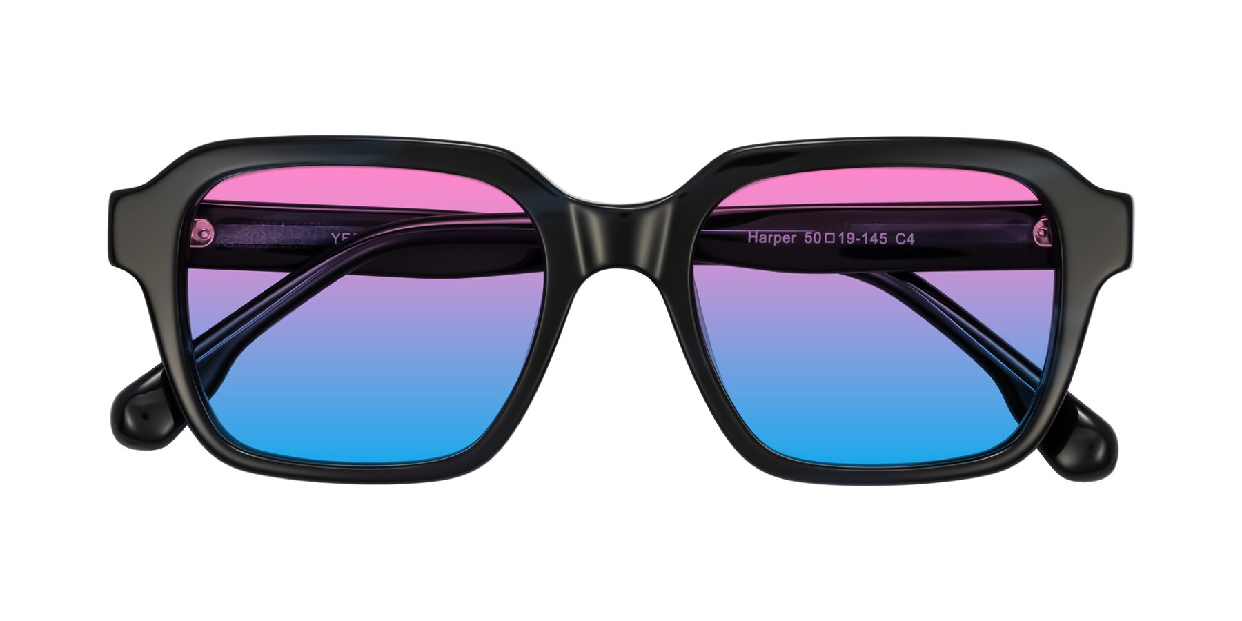 Folded Front of Harper in Dark Blue Striped with Pink / Blue Gradient Lenses