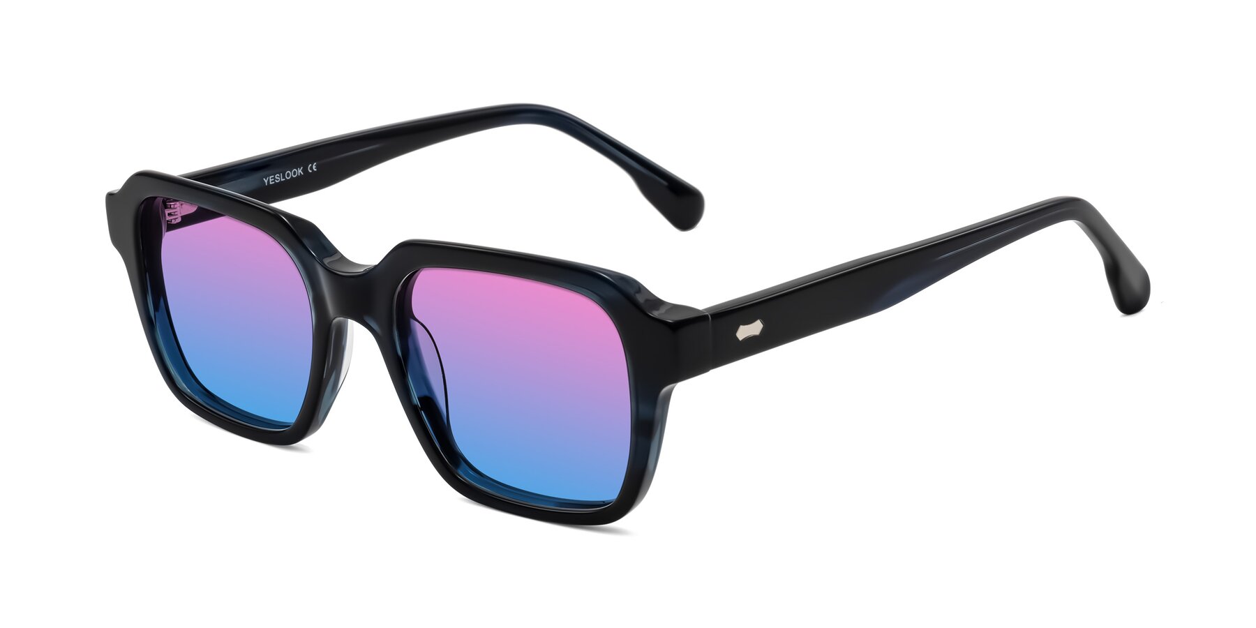 Angle of Harper in Dark Blue Striped with Pink / Blue Gradient Lenses