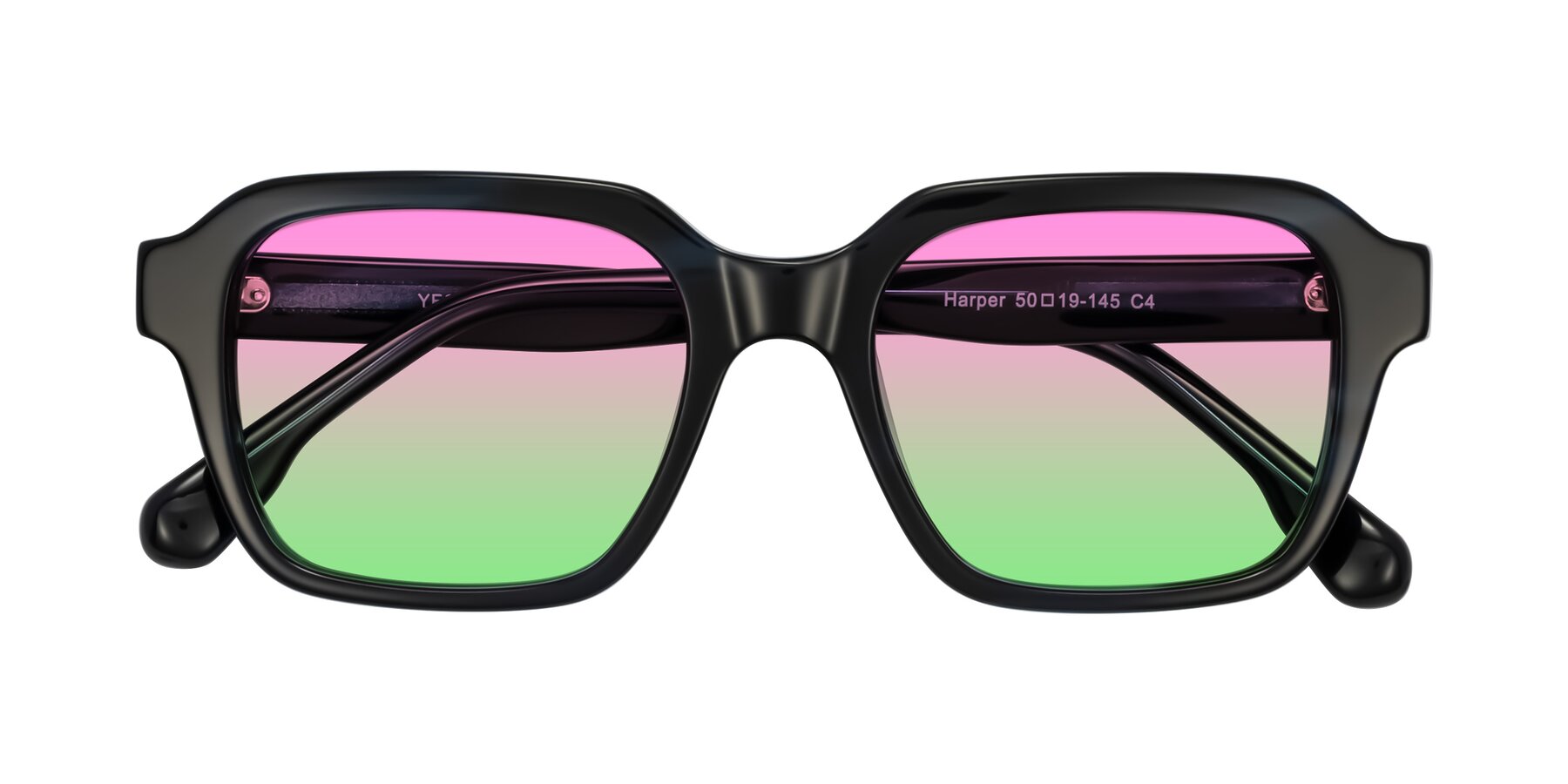 Folded Front of Harper in Dark Blue Striped with Pink / Green Gradient Lenses