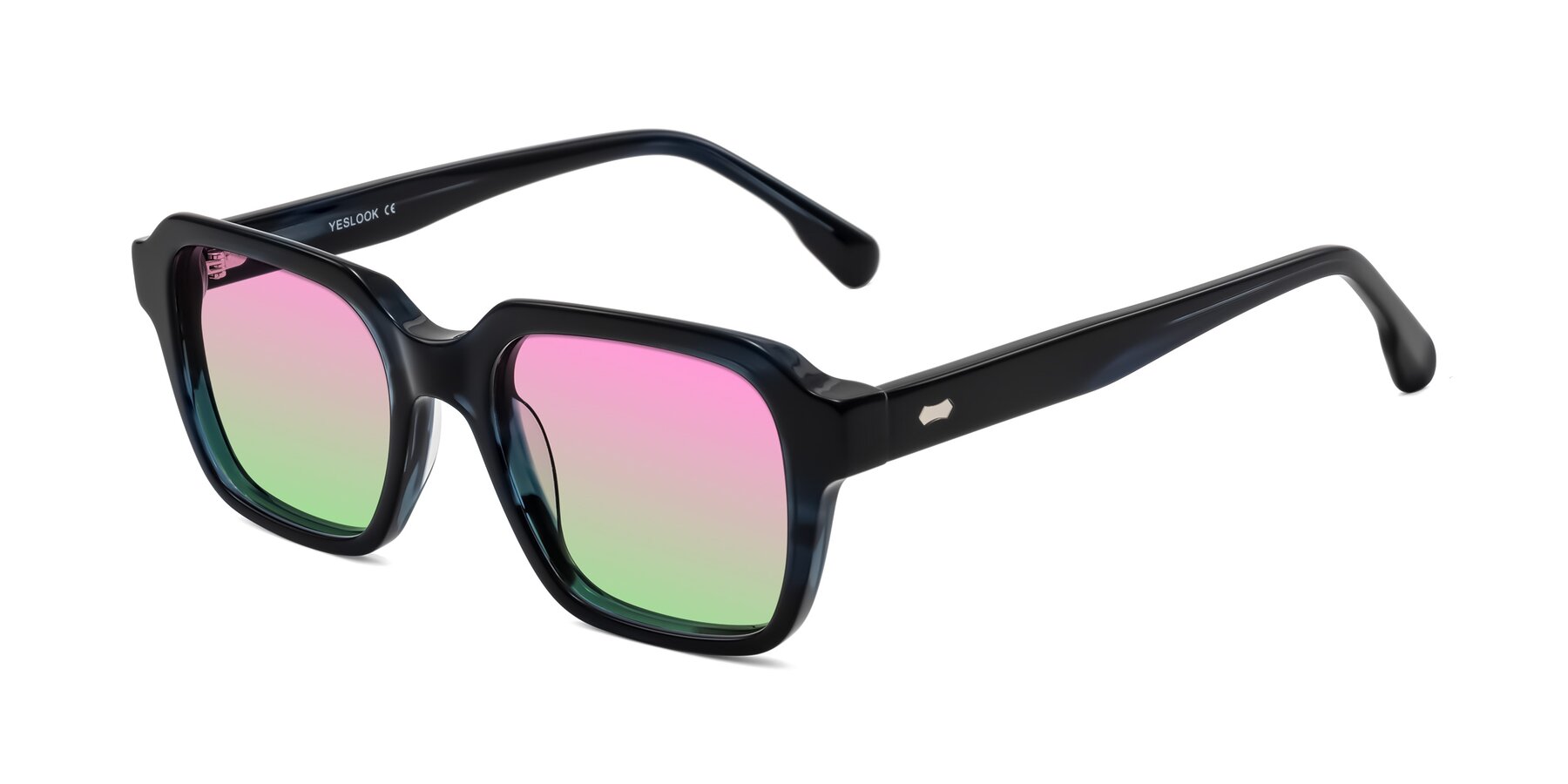 Angle of Harper in Dark Blue Striped with Pink / Green Gradient Lenses