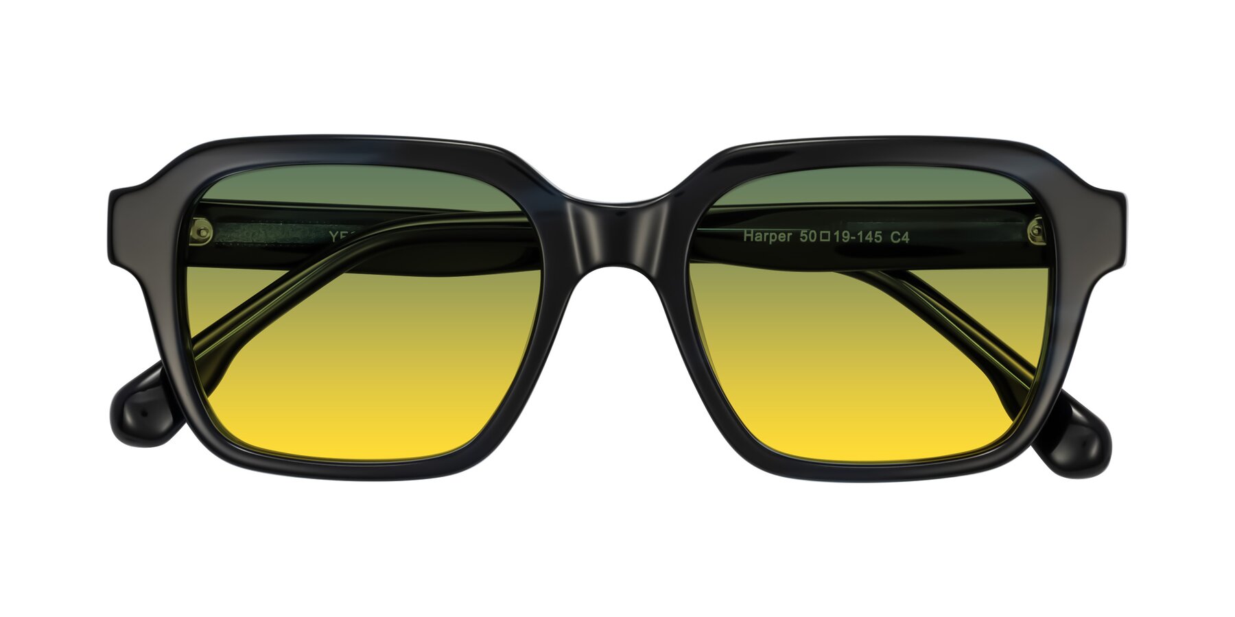 Folded Front of Harper in Dark Blue Striped with Green / Yellow Gradient Lenses