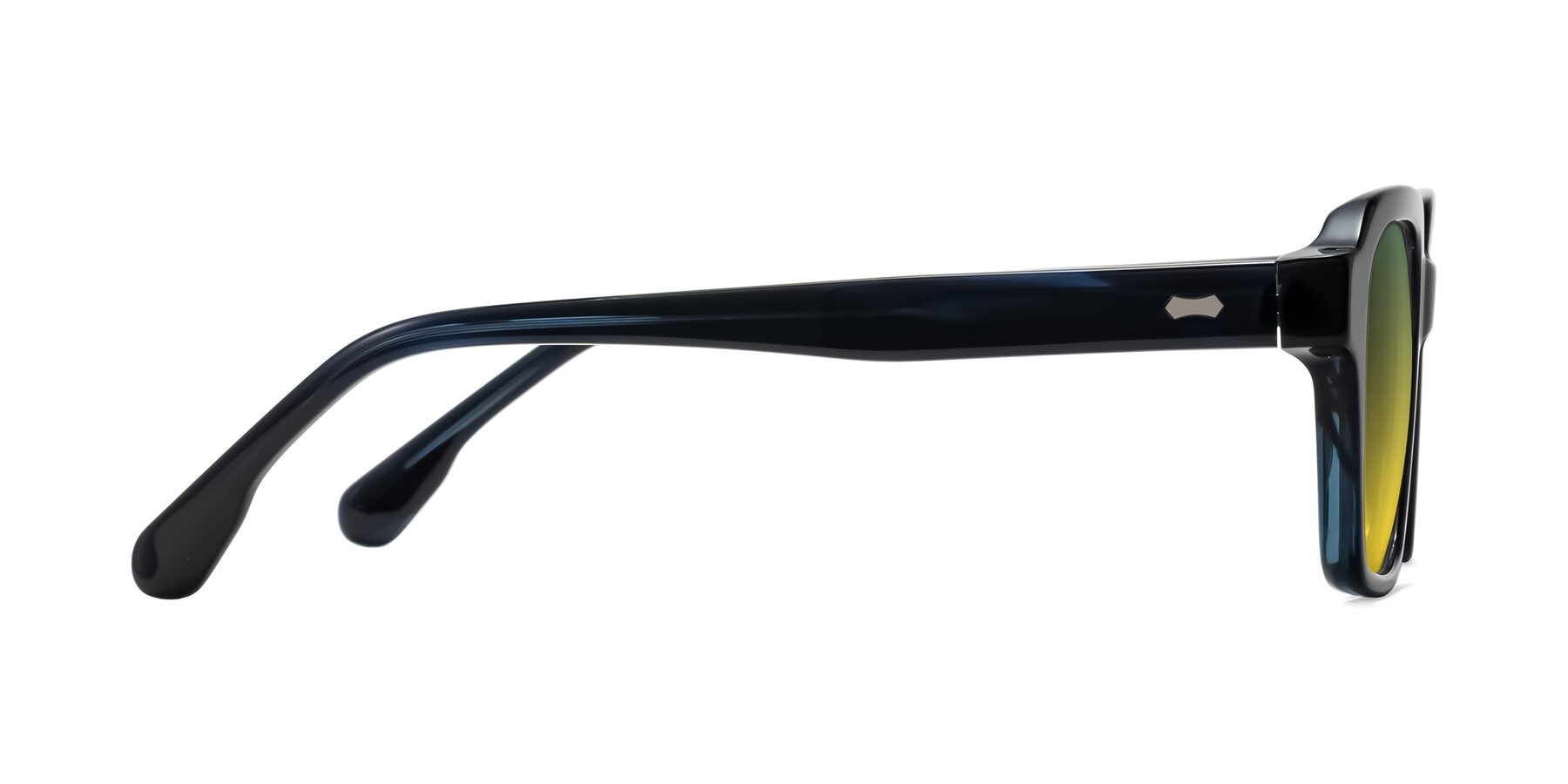 Side of Harper in Dark Blue Striped with Green / Yellow Gradient Lenses