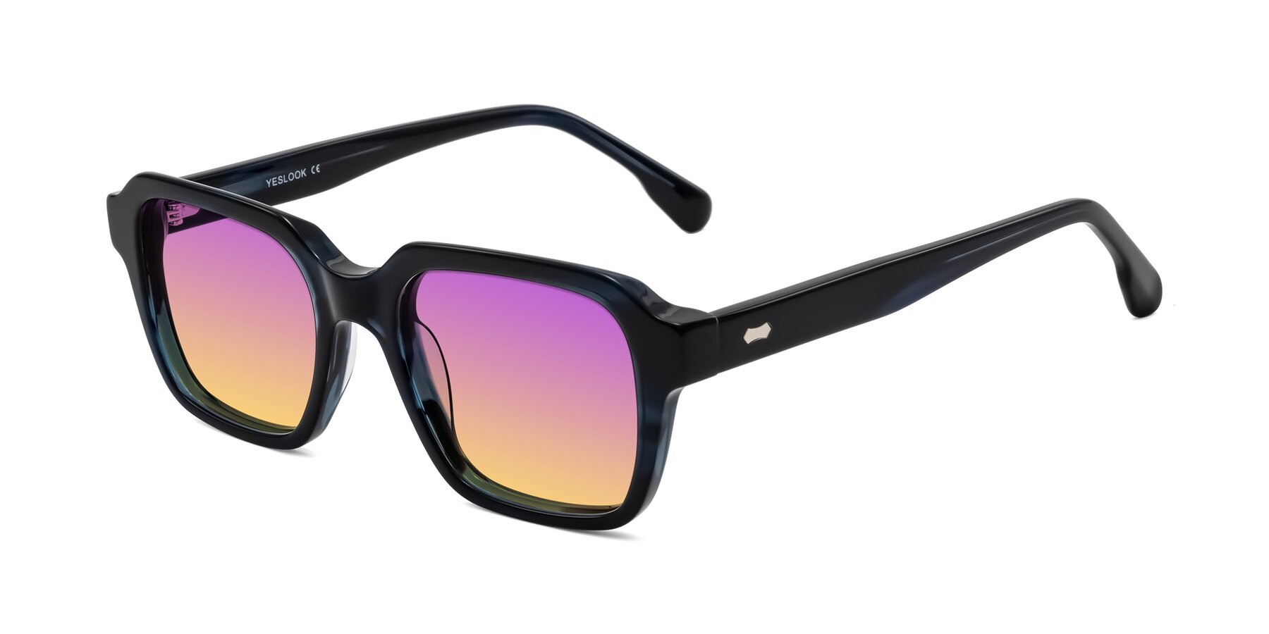 Angle of Harper in Dark Blue Striped with Purple / Yellow Gradient Lenses