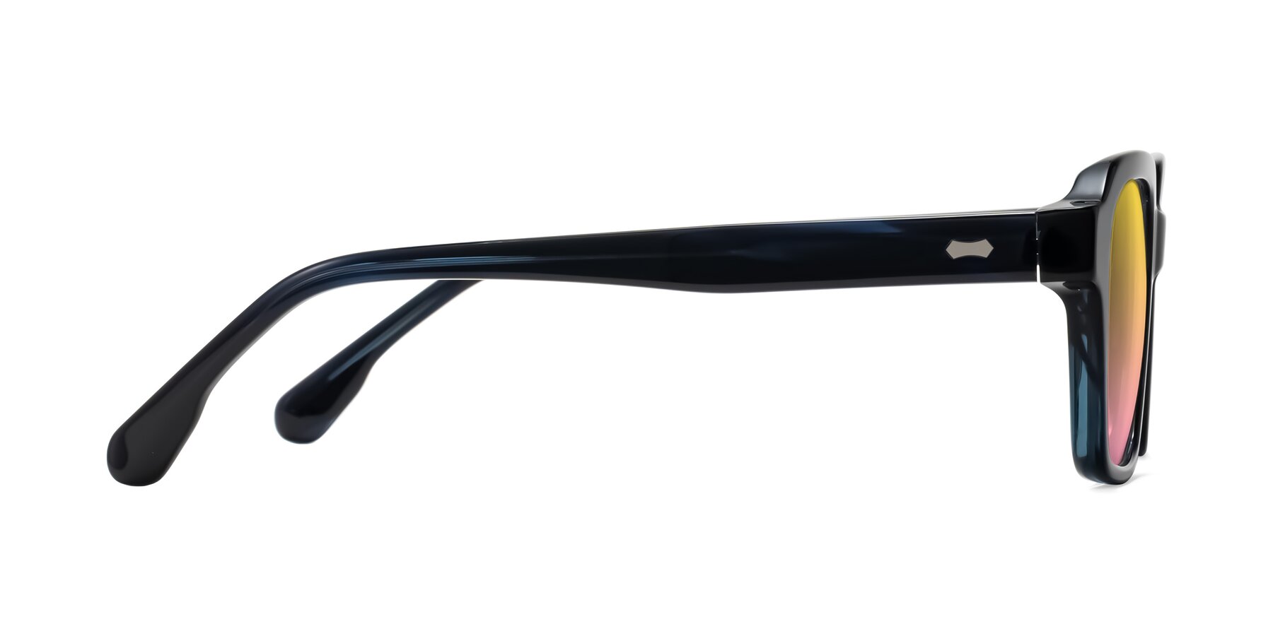 Side of Harper in Dark Blue Striped with Yellow / Pink Gradient Lenses