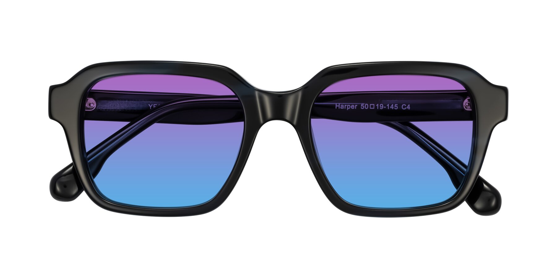 Folded Front of Harper in Dark Blue Striped with Purple / Blue Gradient Lenses