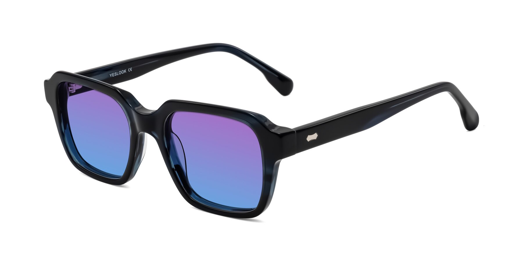 Angle of Harper in Dark Blue Striped with Purple / Blue Gradient Lenses
