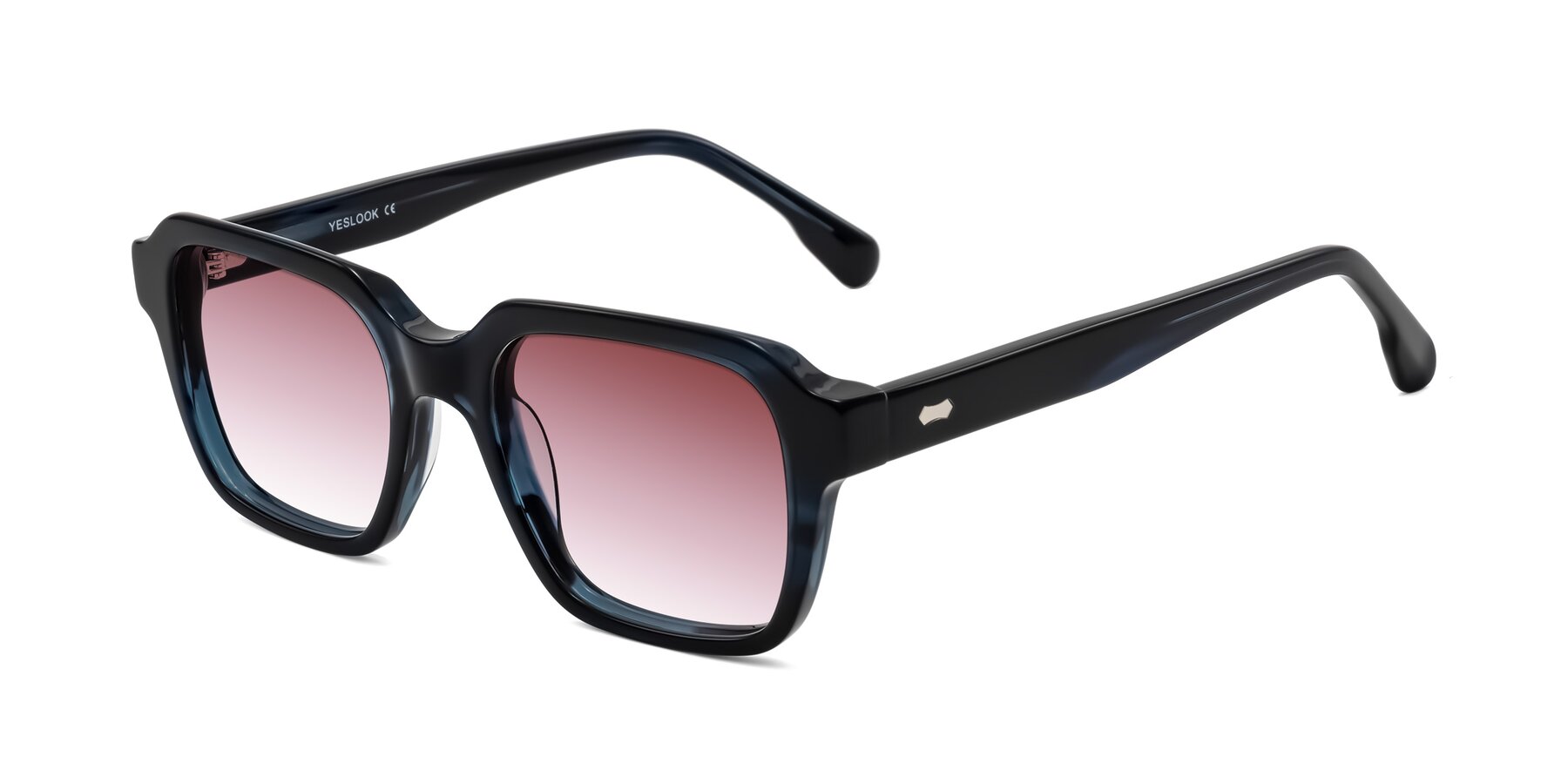 Angle of Harper in Dark Blue Striped with Garnet Gradient Lenses