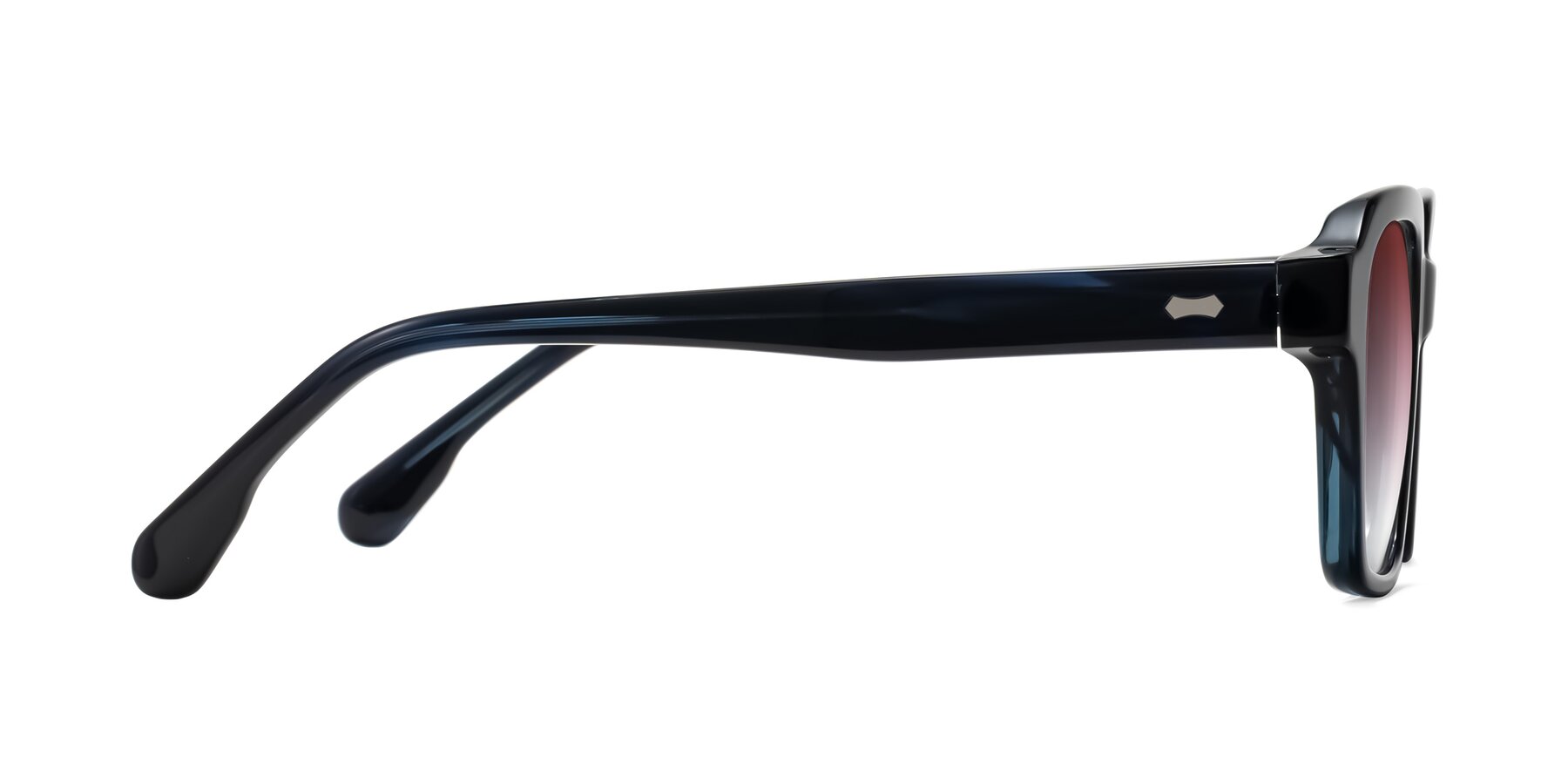 Side of Harper in Dark Blue Striped with Garnet Gradient Lenses