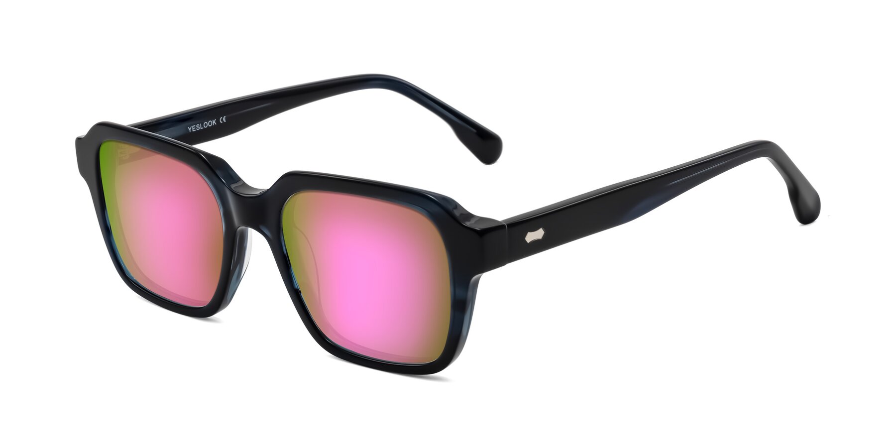 Angle of Harper in Dark Blue Striped with Pink Mirrored Lenses