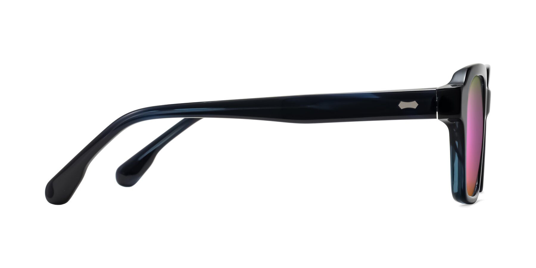 Side of Harper in Dark Blue Striped with Pink Mirrored Lenses