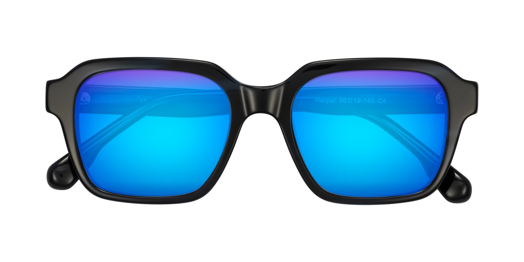 Folded Front of Harper in Dark Blue Striped with Blue Mirrored Lenses
