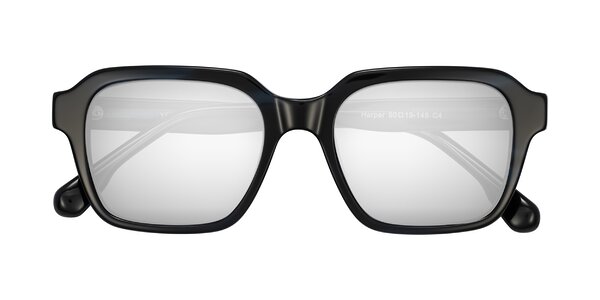 Front of Harper in Dark Blue Striped