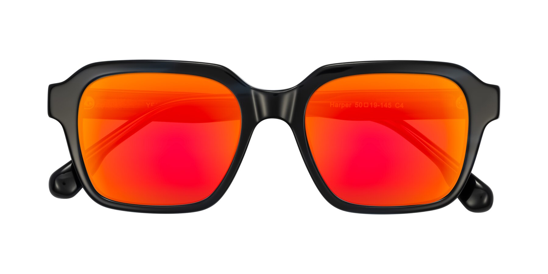 Folded Front of Harper in Dark Blue Striped with Red Gold Mirrored Lenses