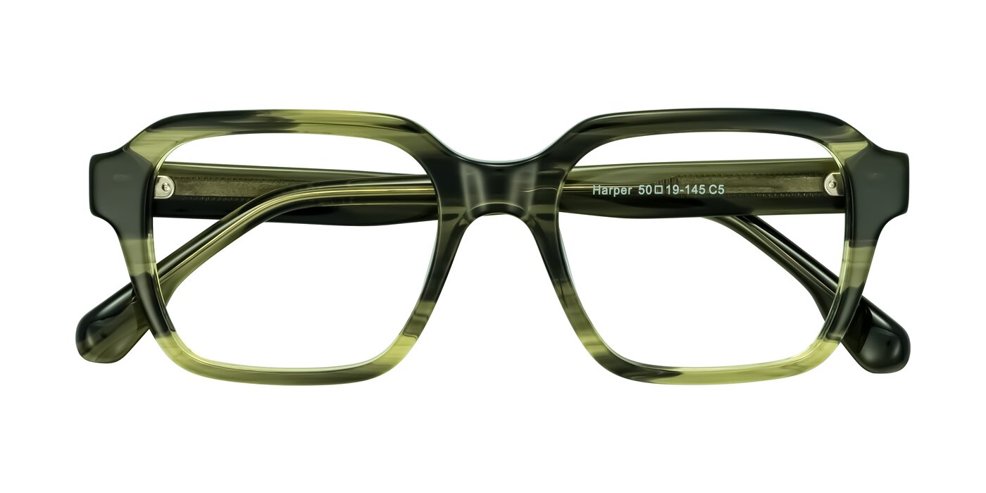 Harper - Green Striped Eyeglasses