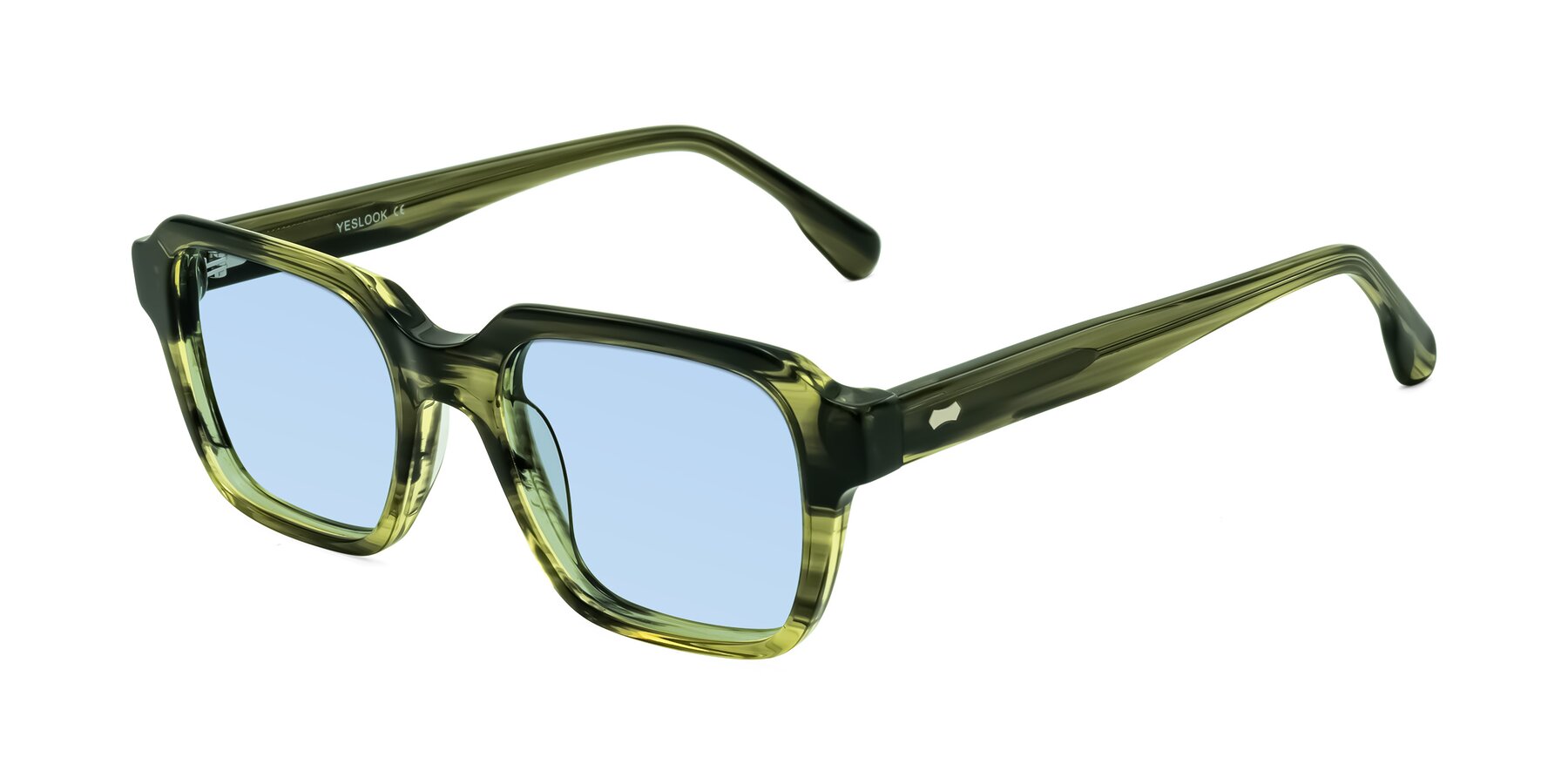 Angle of Harper in Green Striped with Light Blue Tinted Lenses