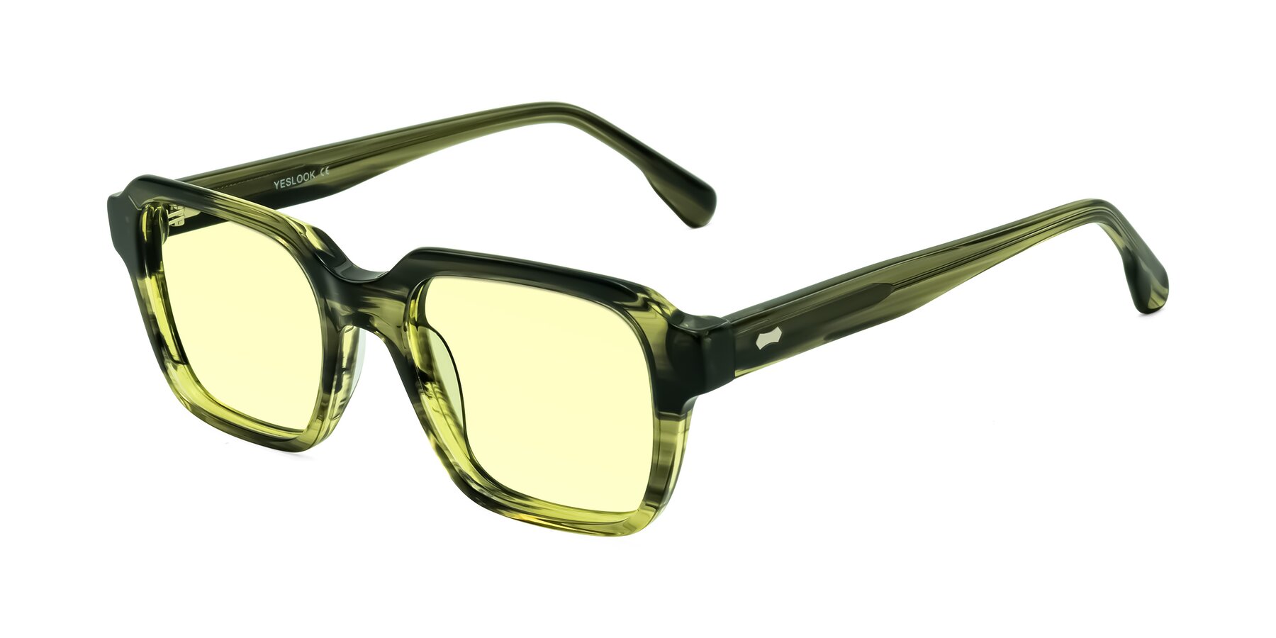 Angle of Harper in Green Striped with Light Yellow Tinted Lenses