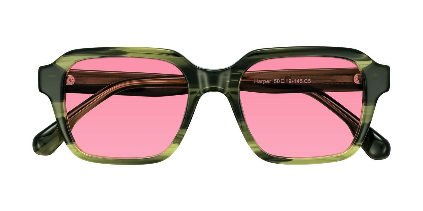 Harper - Green Striped Tinted Sunglasses